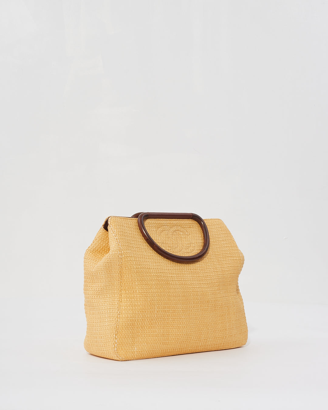Chanel Beige Raffia Top Handle Tote
