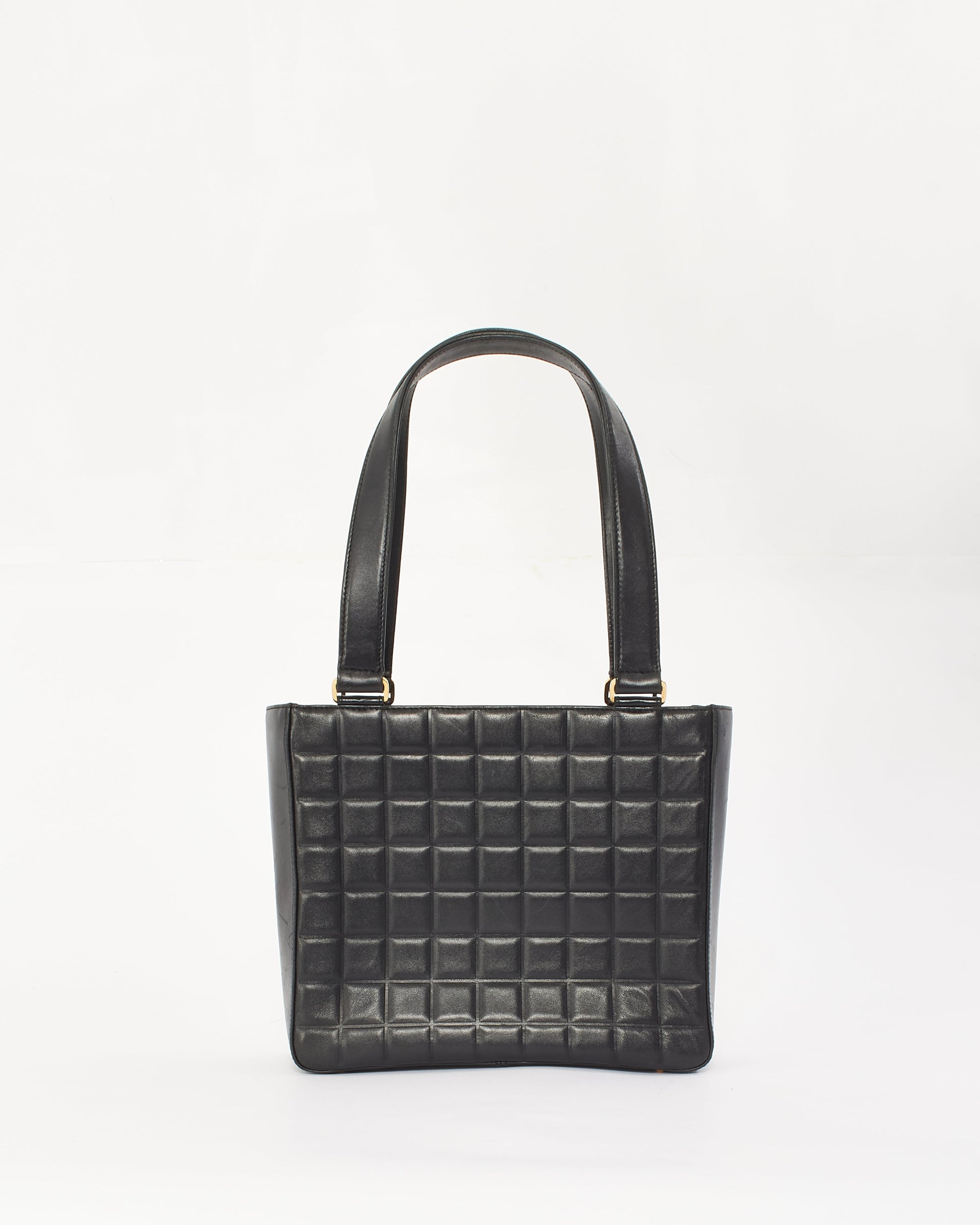 Chanel Black Leather E/W Chocolate Bar Tote Bag