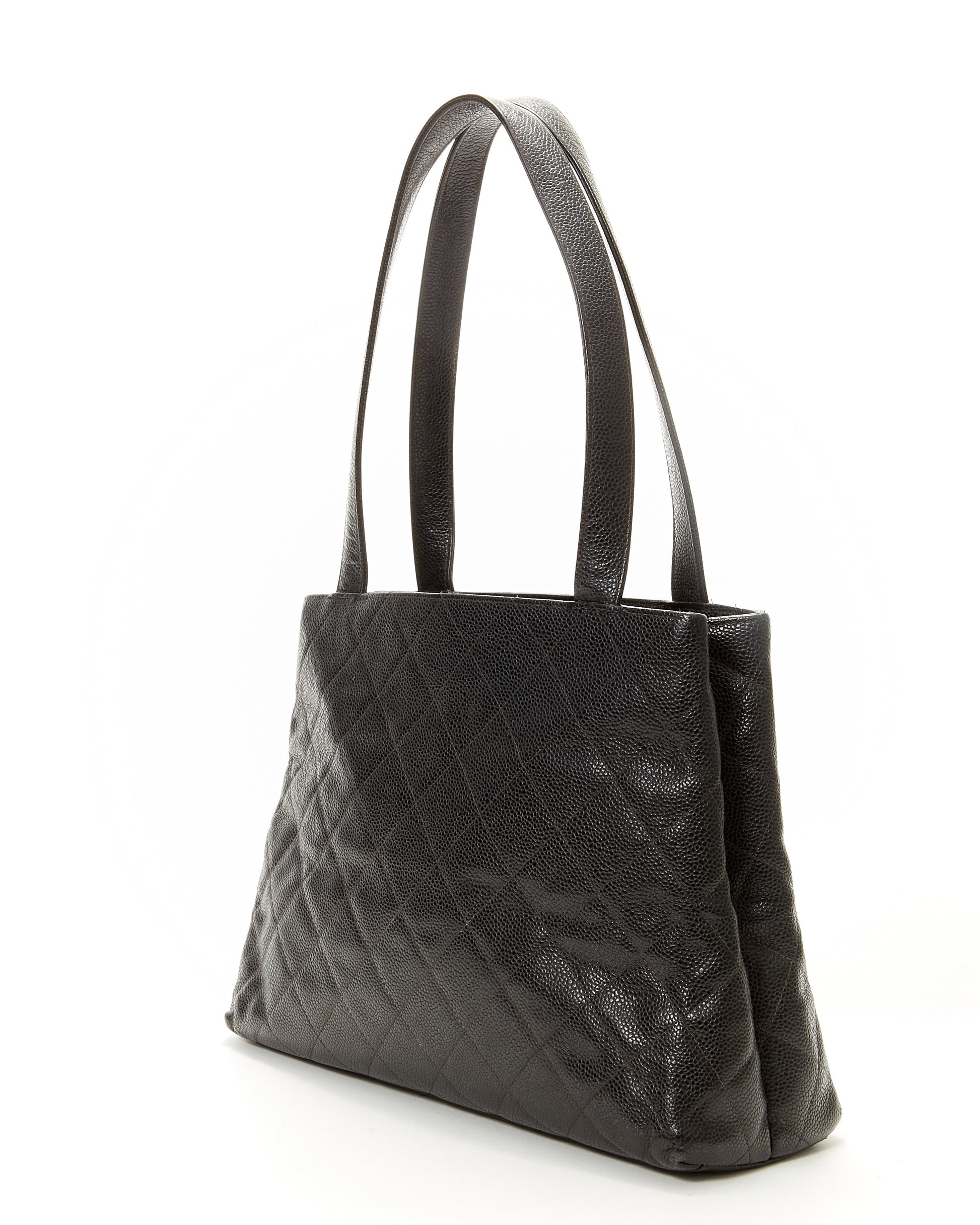 Chanel Black Caviar Quilted Tote Bag