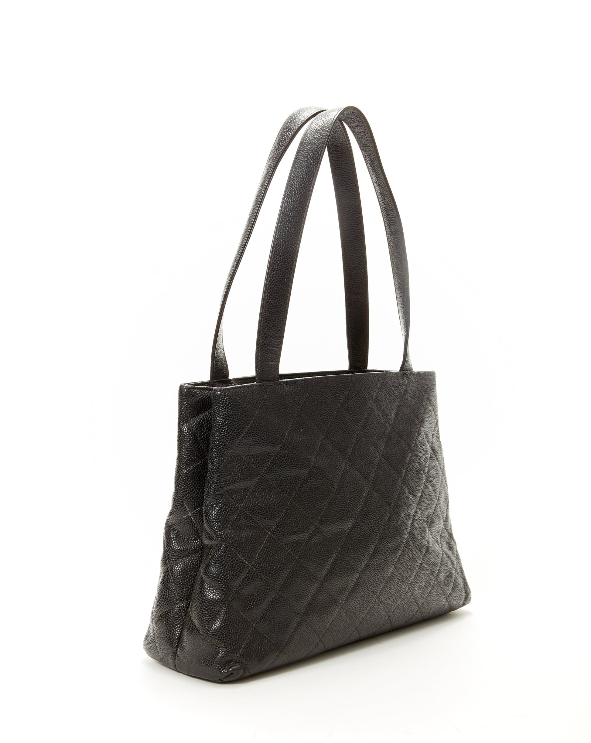Chanel Black Caviar Quilted Tote Bag