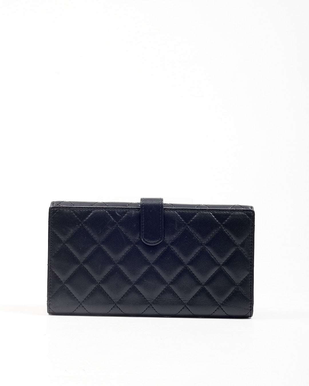Chanel Black Lambskin Long French Flap Wallet