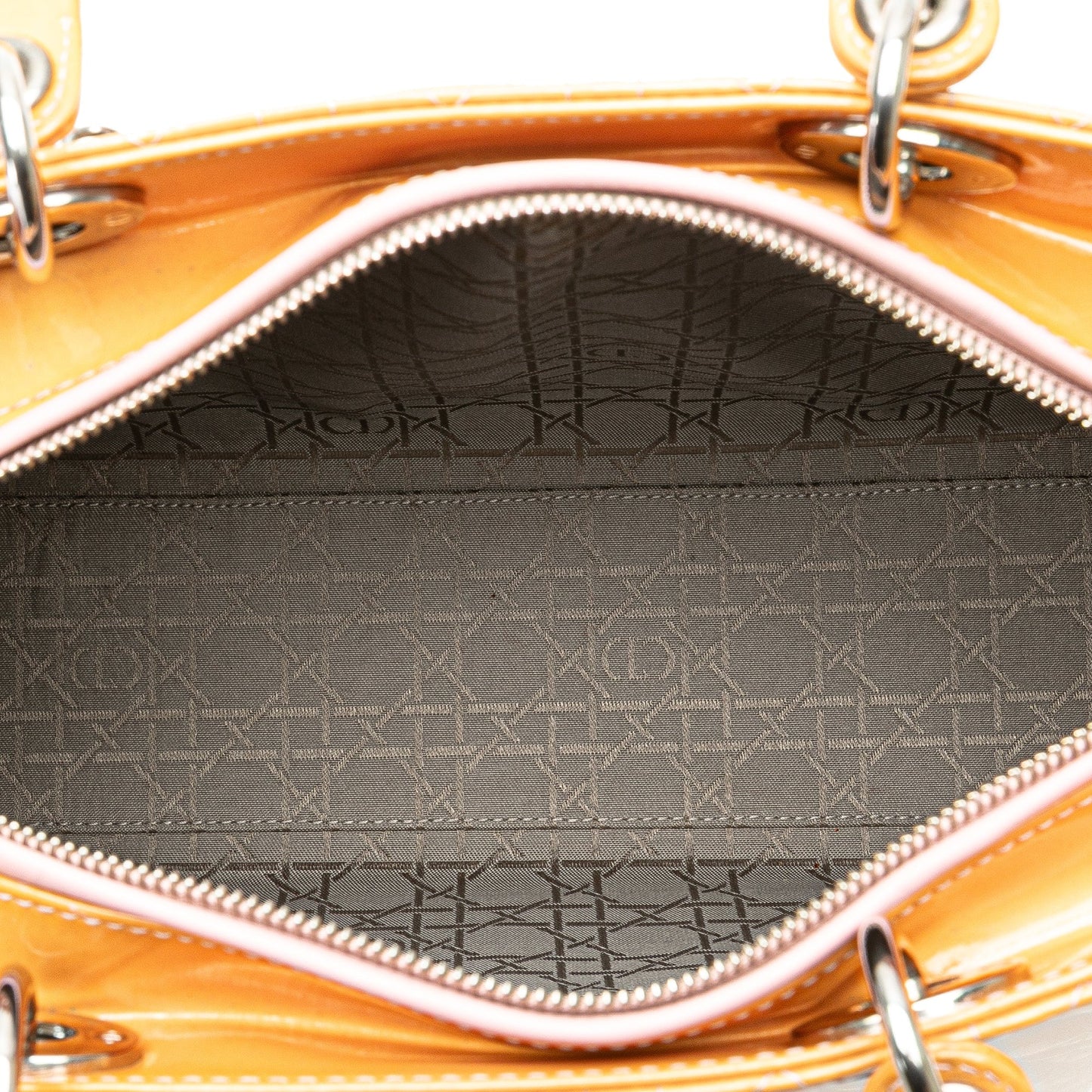 Brown Dior Large Patent Cannage Lady Dior Satchel