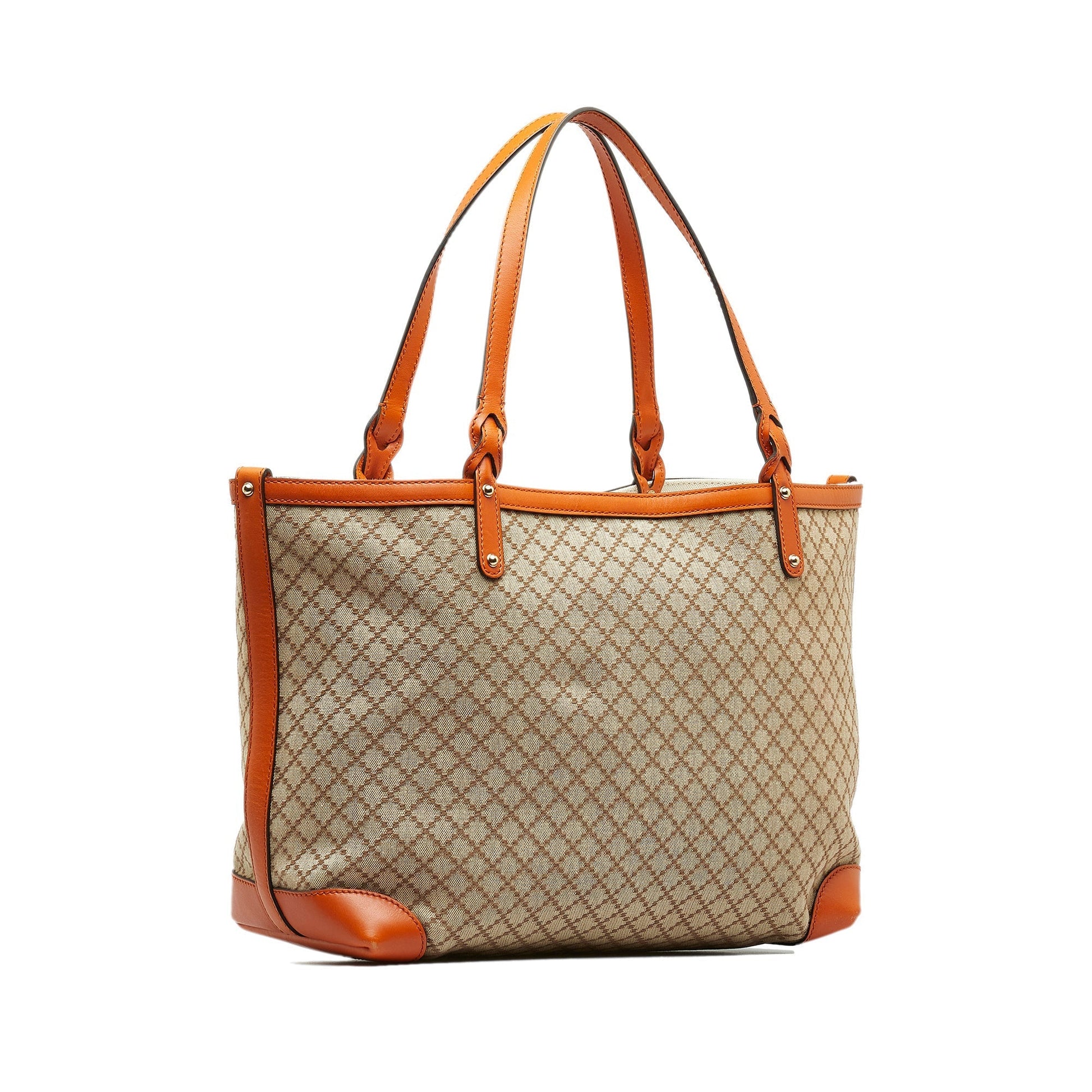 Gucci Tan Leather Canvas Tote Style 4