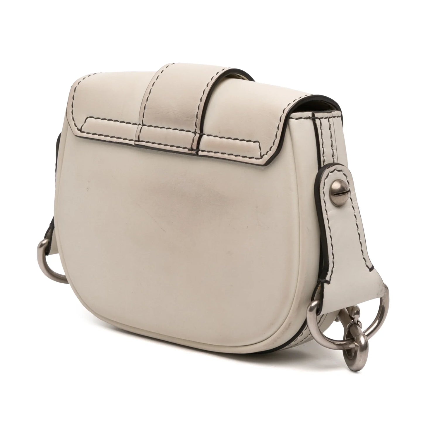 White Dior Mini Leather D Fence Saddle Bag