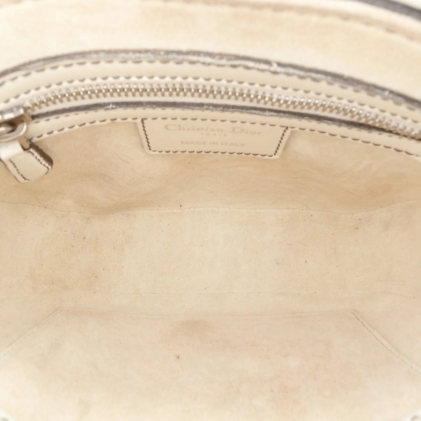 White Dior Mini Leather D Fence Saddle Bag