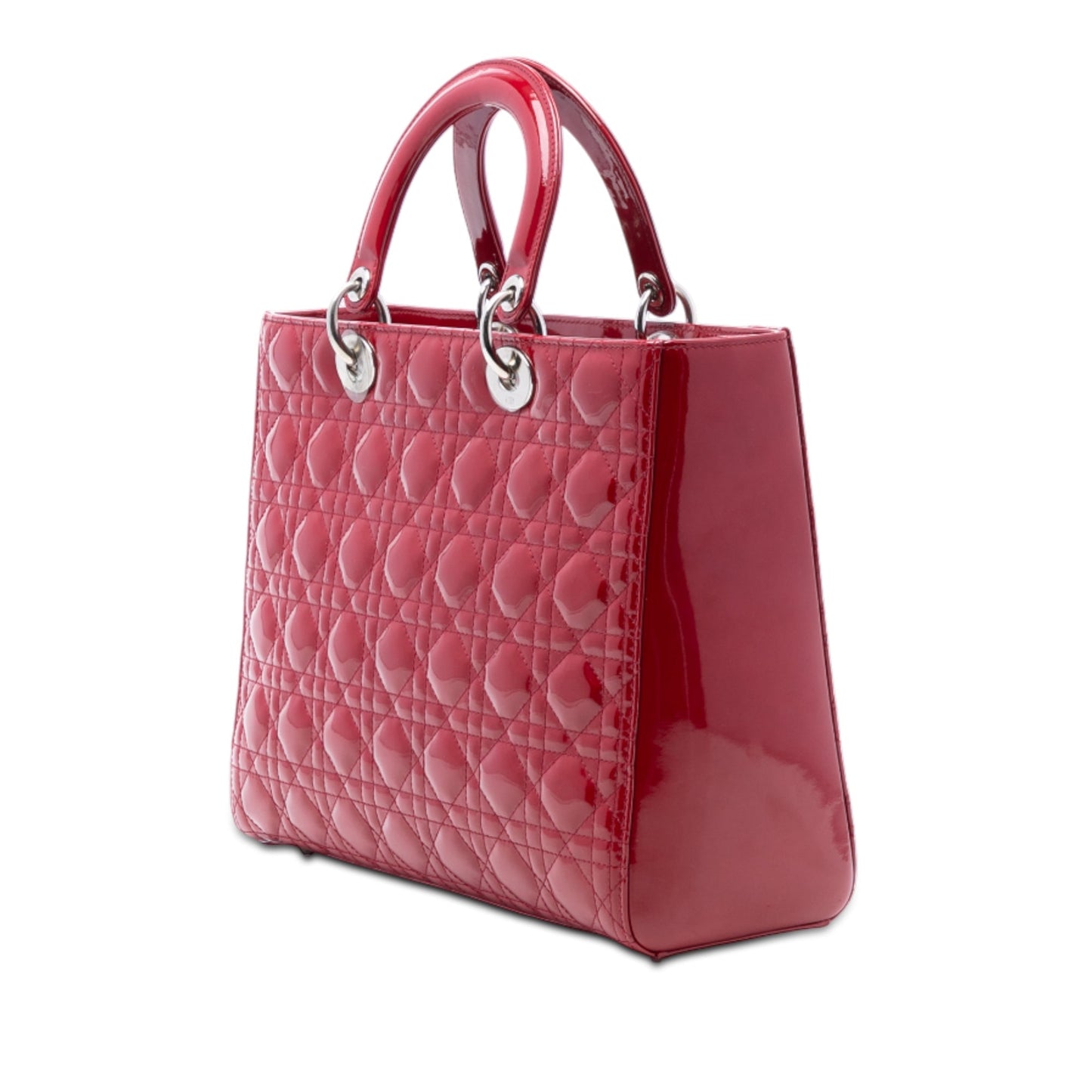 Red Dior Large Patent Cannage Lady Dior Satchel