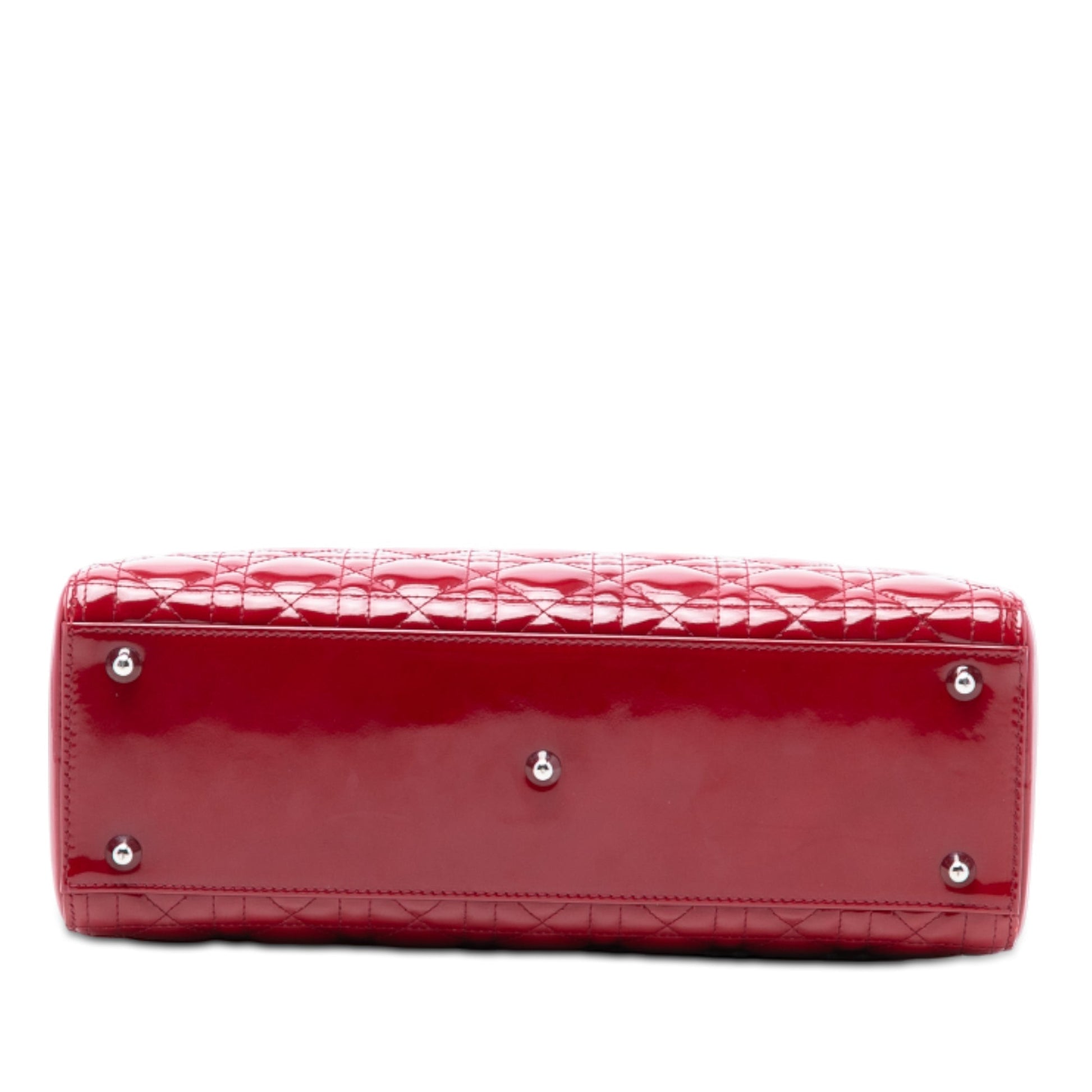 Red Dior Large Patent Cannage Lady Dior Satchel