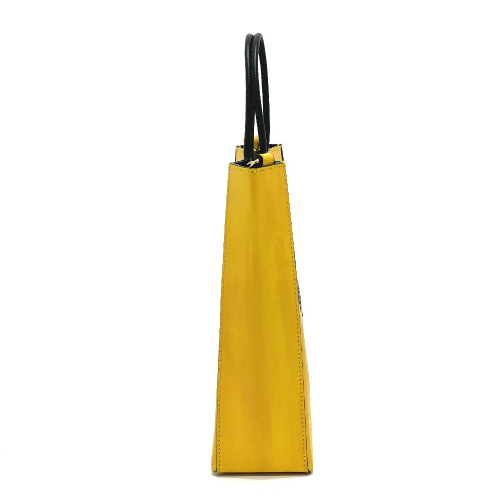 FENDI Shoulder Bag 7VA512 Leather, Calf Leather yellow logo 2WAY small Women