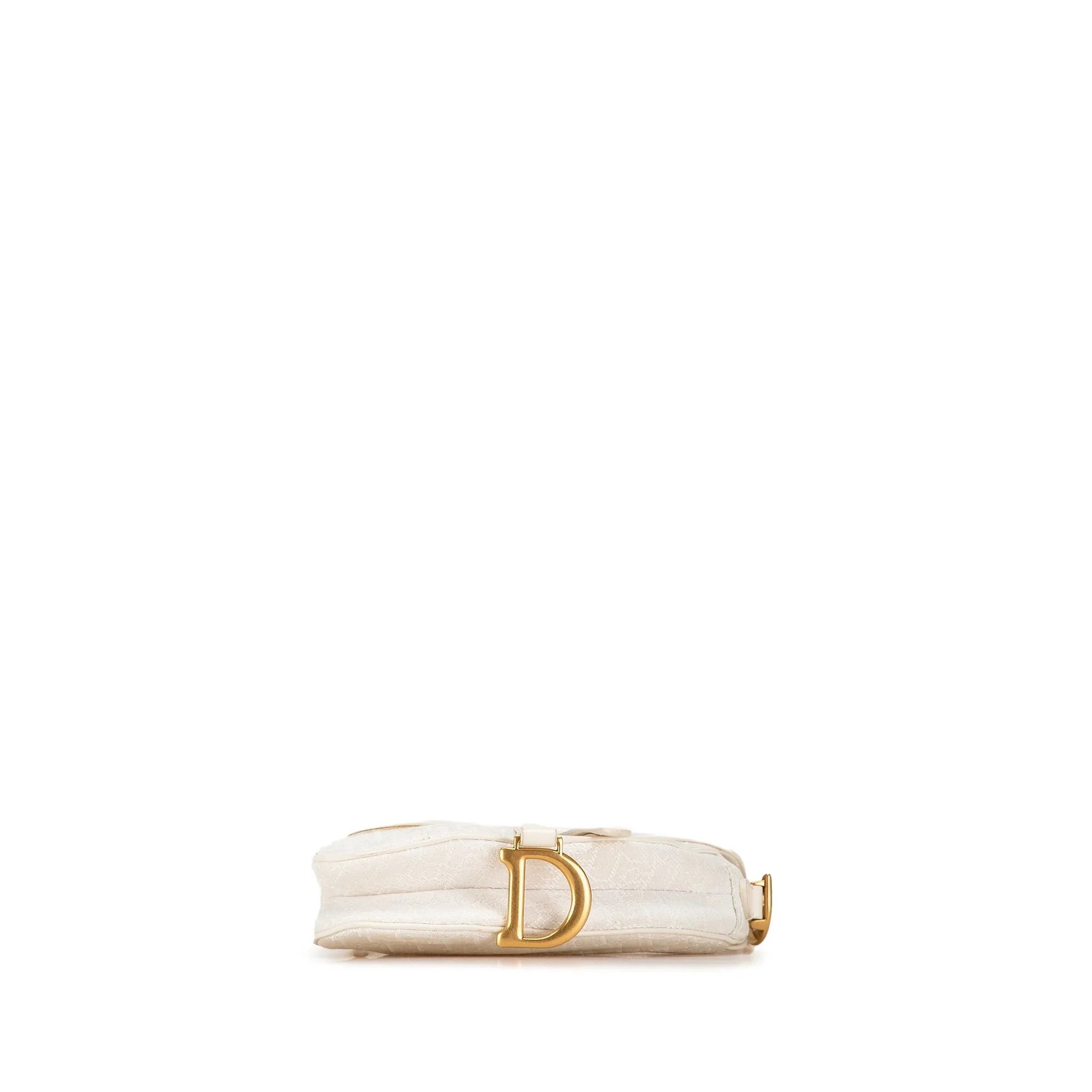 White Dior Mini Oblique Canvas Saddle Bag Satchel