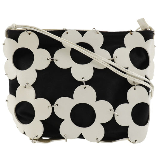 CELINE Shoulder Bag Leather, Canvas Off White/Black flour Women