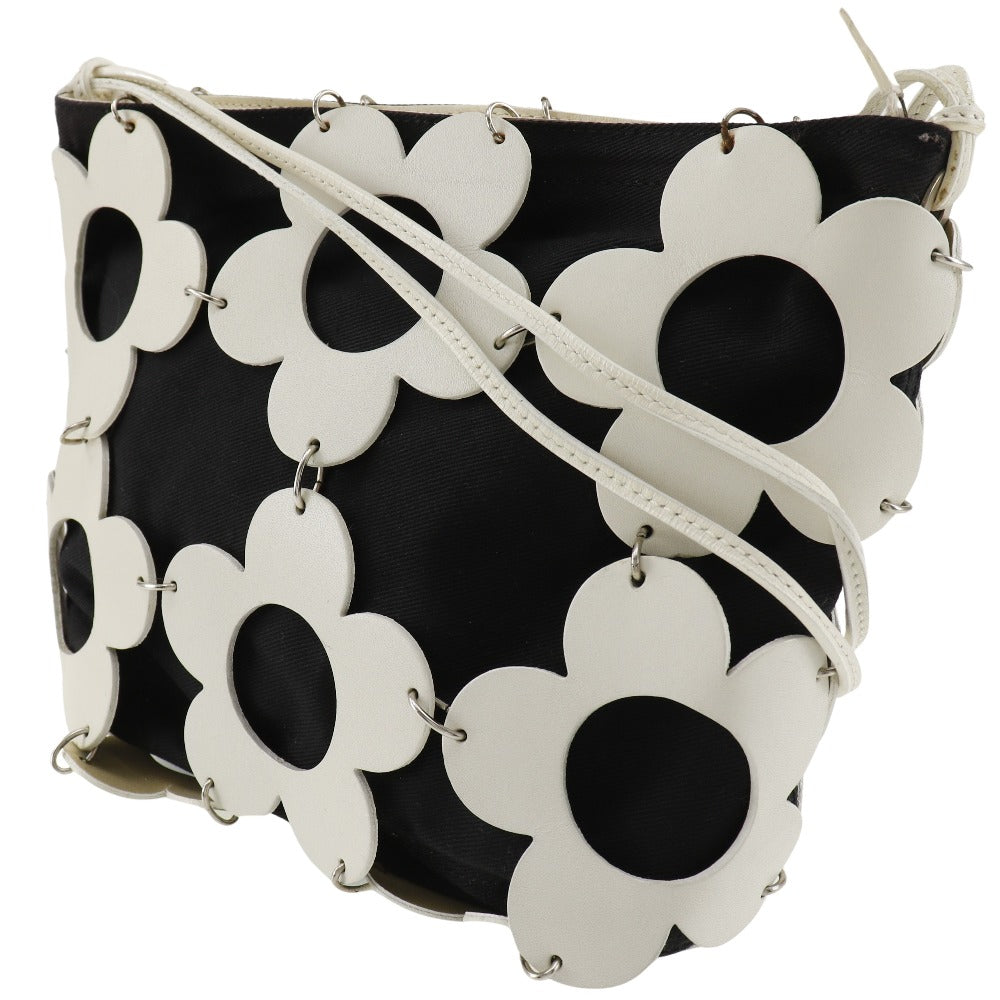 CELINE Shoulder Bag Leather, Canvas Off White/Black flour Women