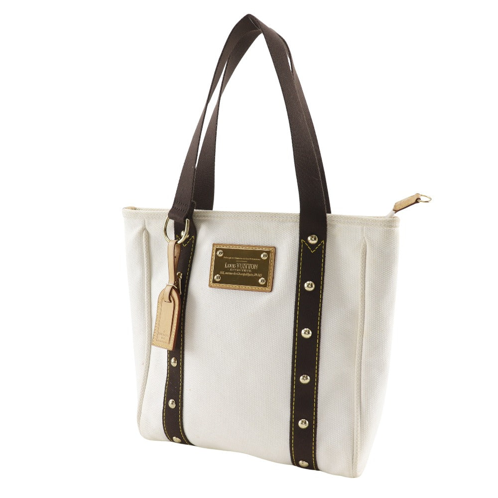 Luxury Women's Handbag | LOUIS VUITTON Tote Bag canvas White / brown Antigua Hippo MM