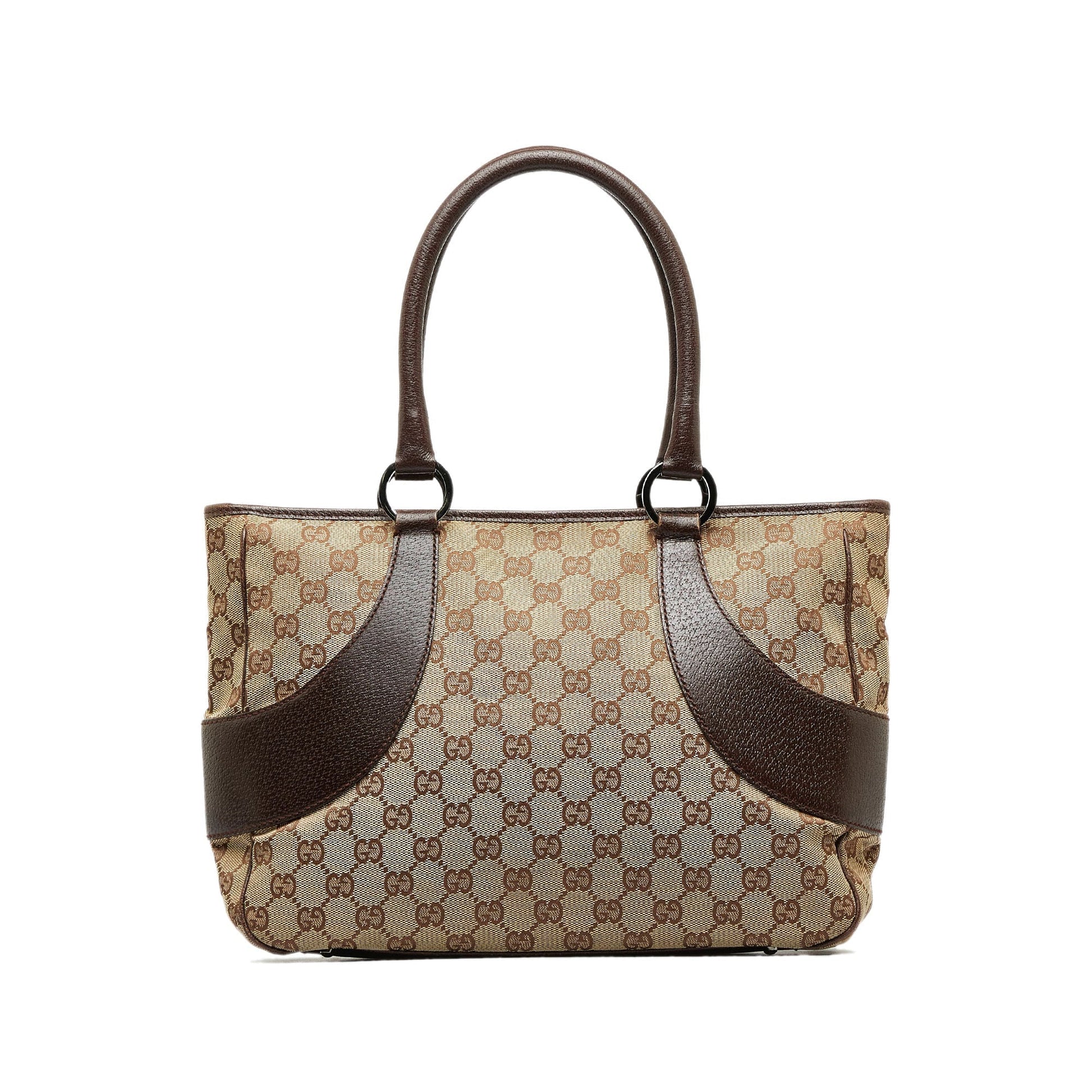 Gucci Brown Leather Canvas Tote Style 22