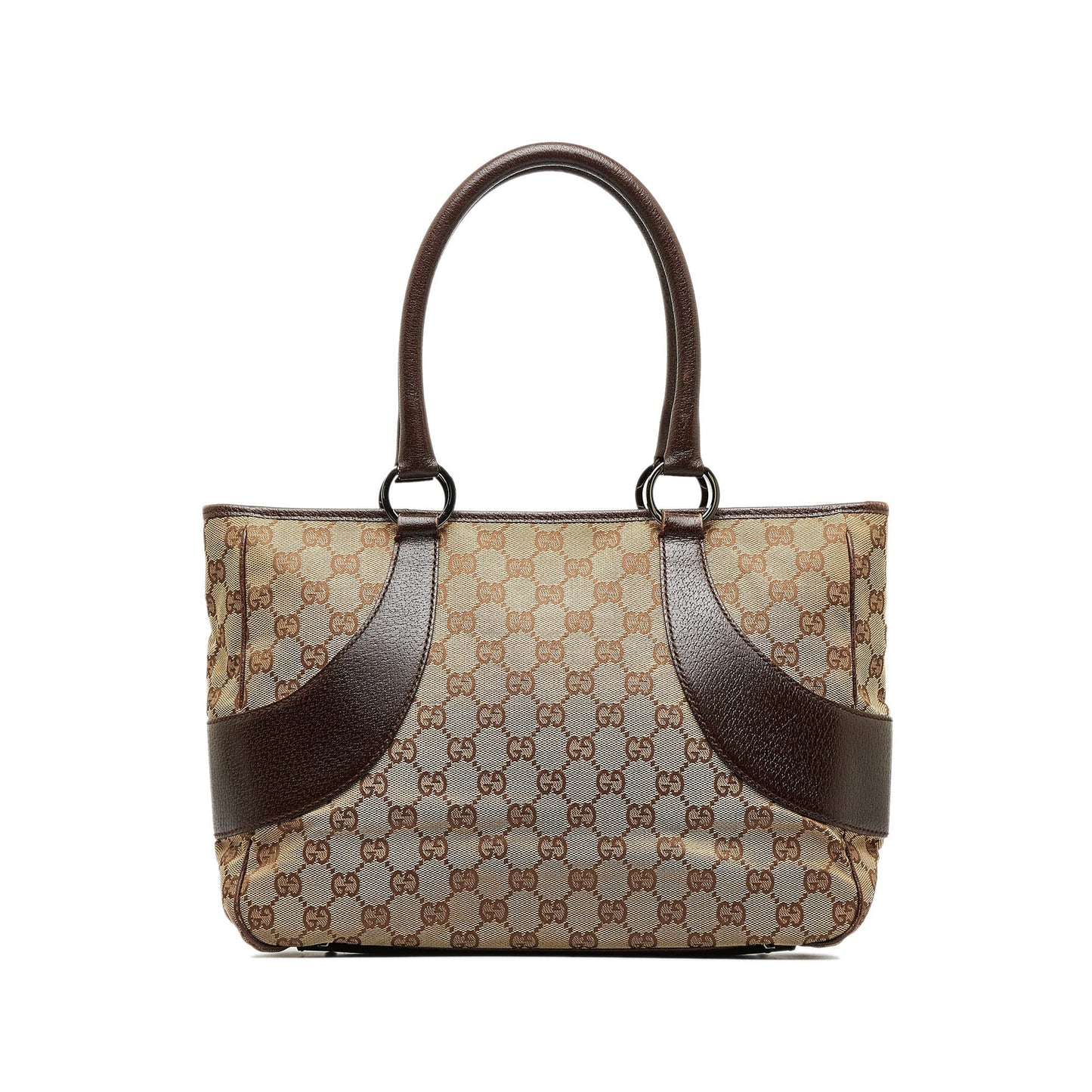 Gucci Brown Leather Canvas Tote Style 22