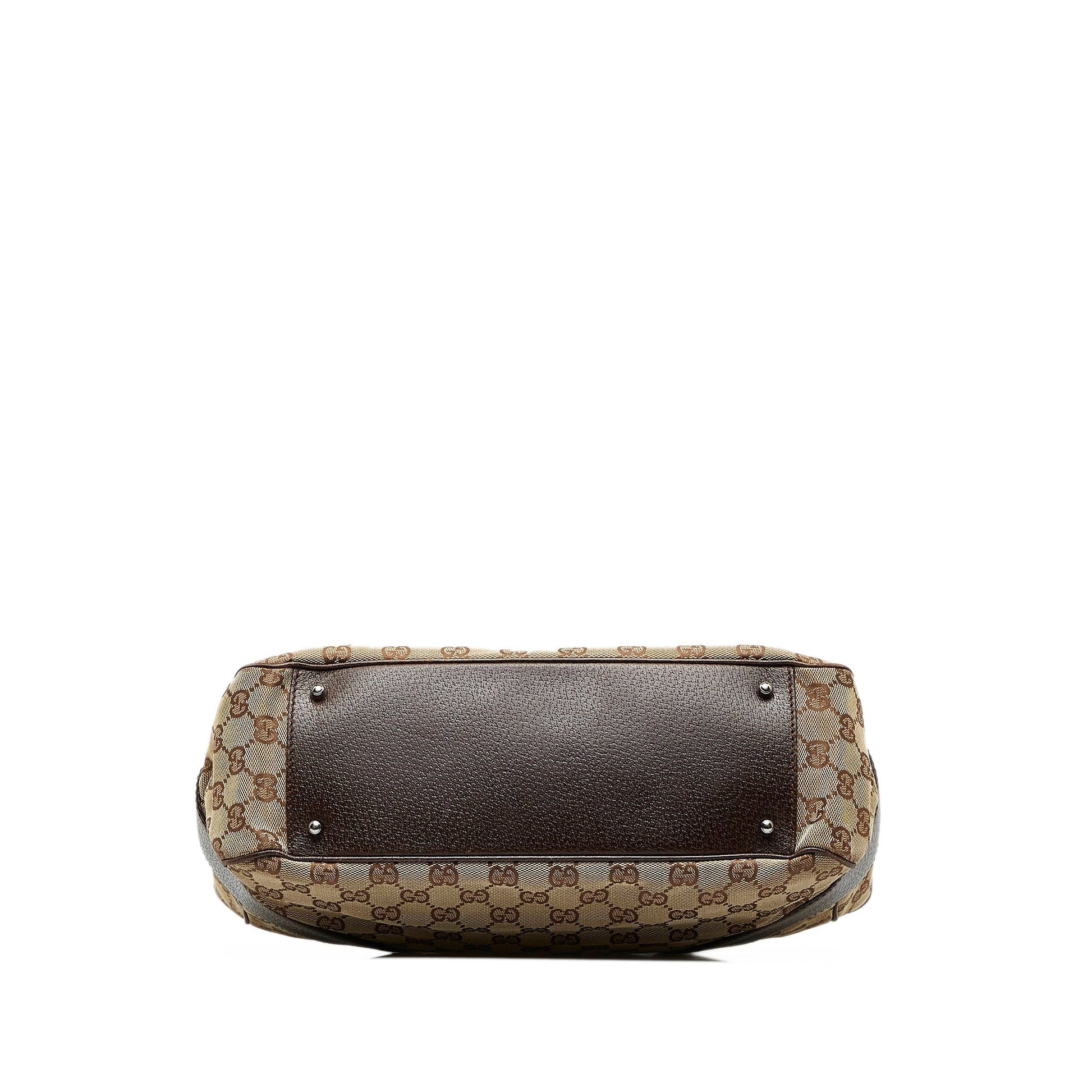 Gucci Brown Leather Canvas Tote Style 22