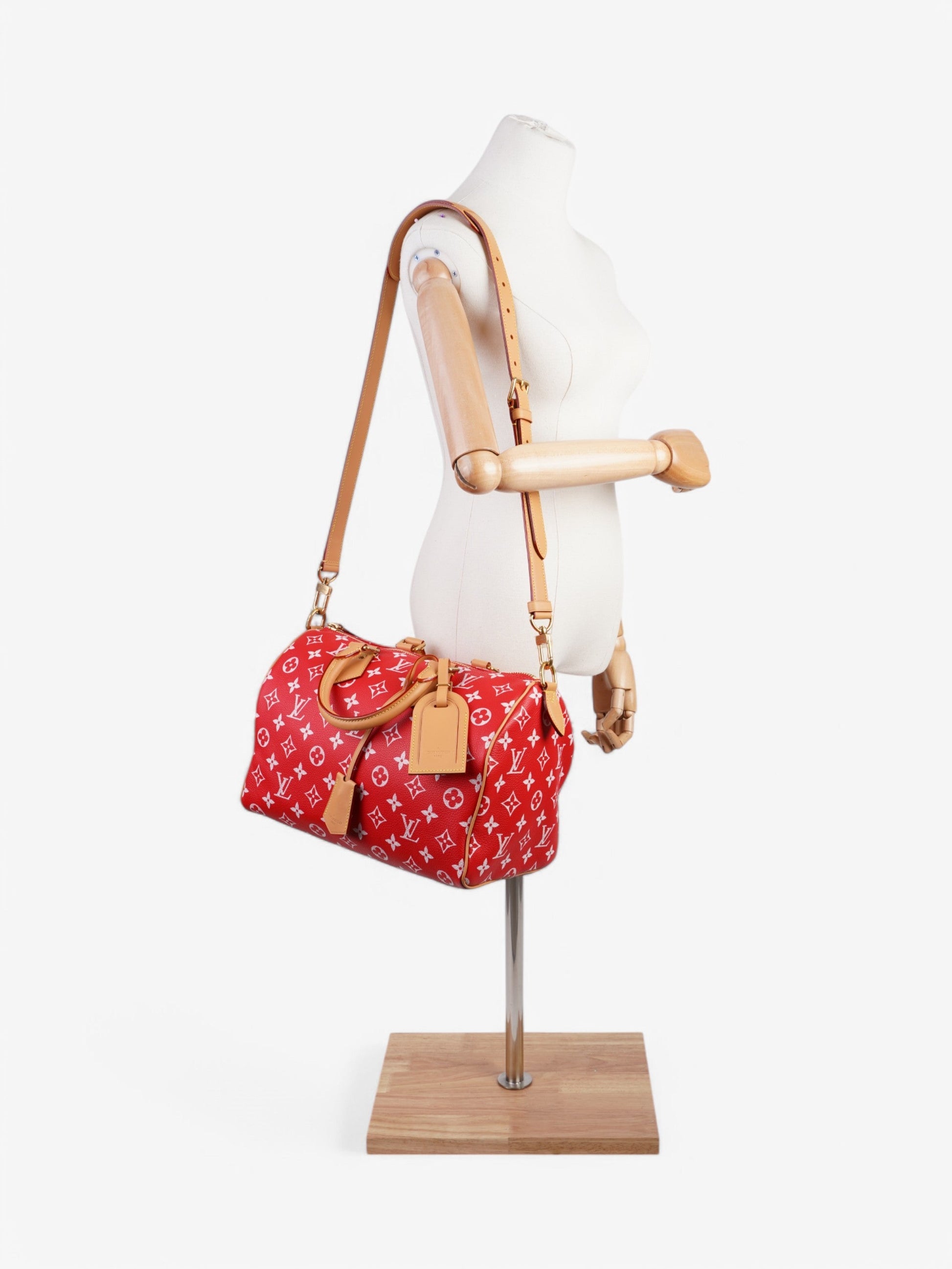 Louis Vuitton Speedy P9 Bandoulière Red Monogram Calfskin Leather 30