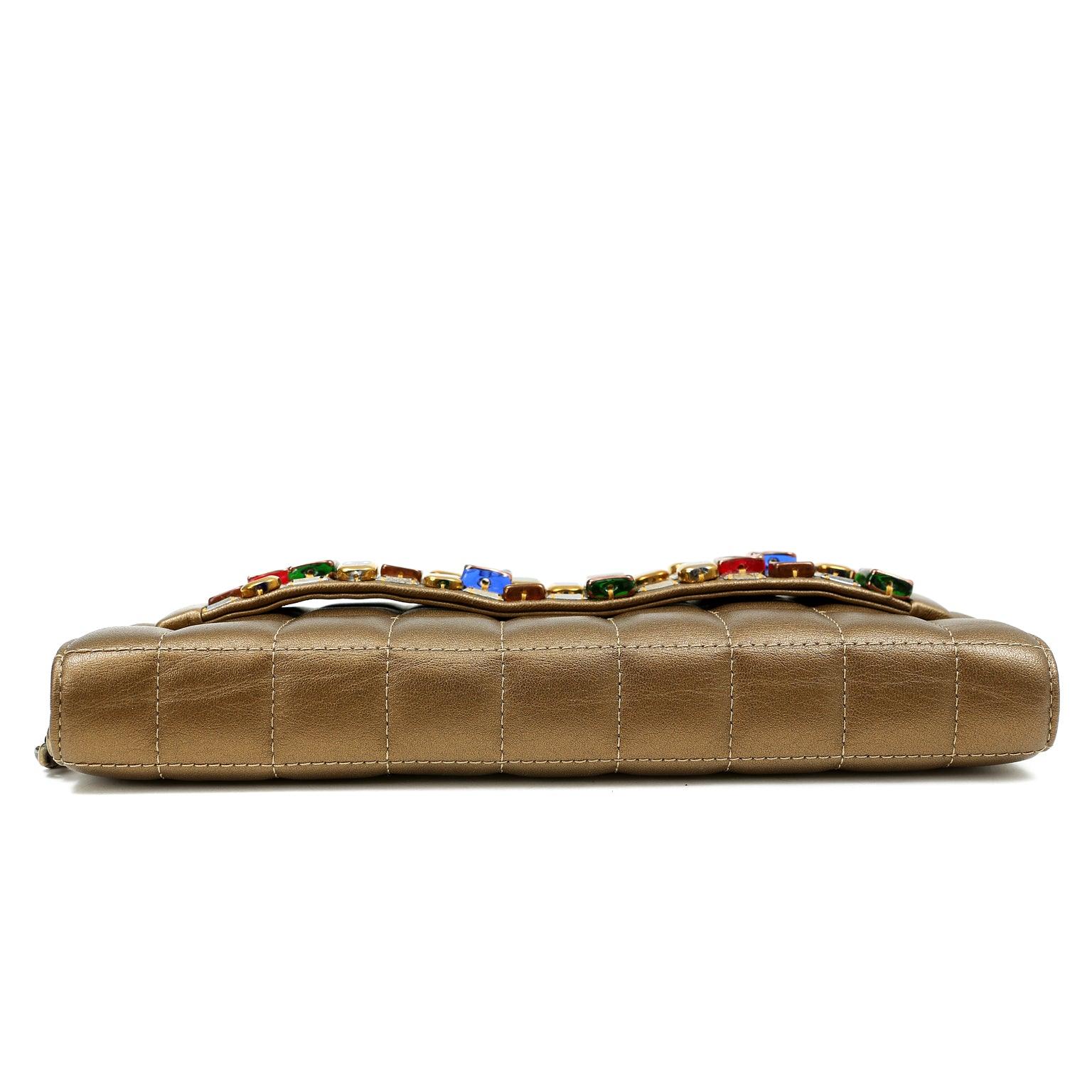 Chanel Byzance Bronze Leather Jeweled Evening Bag