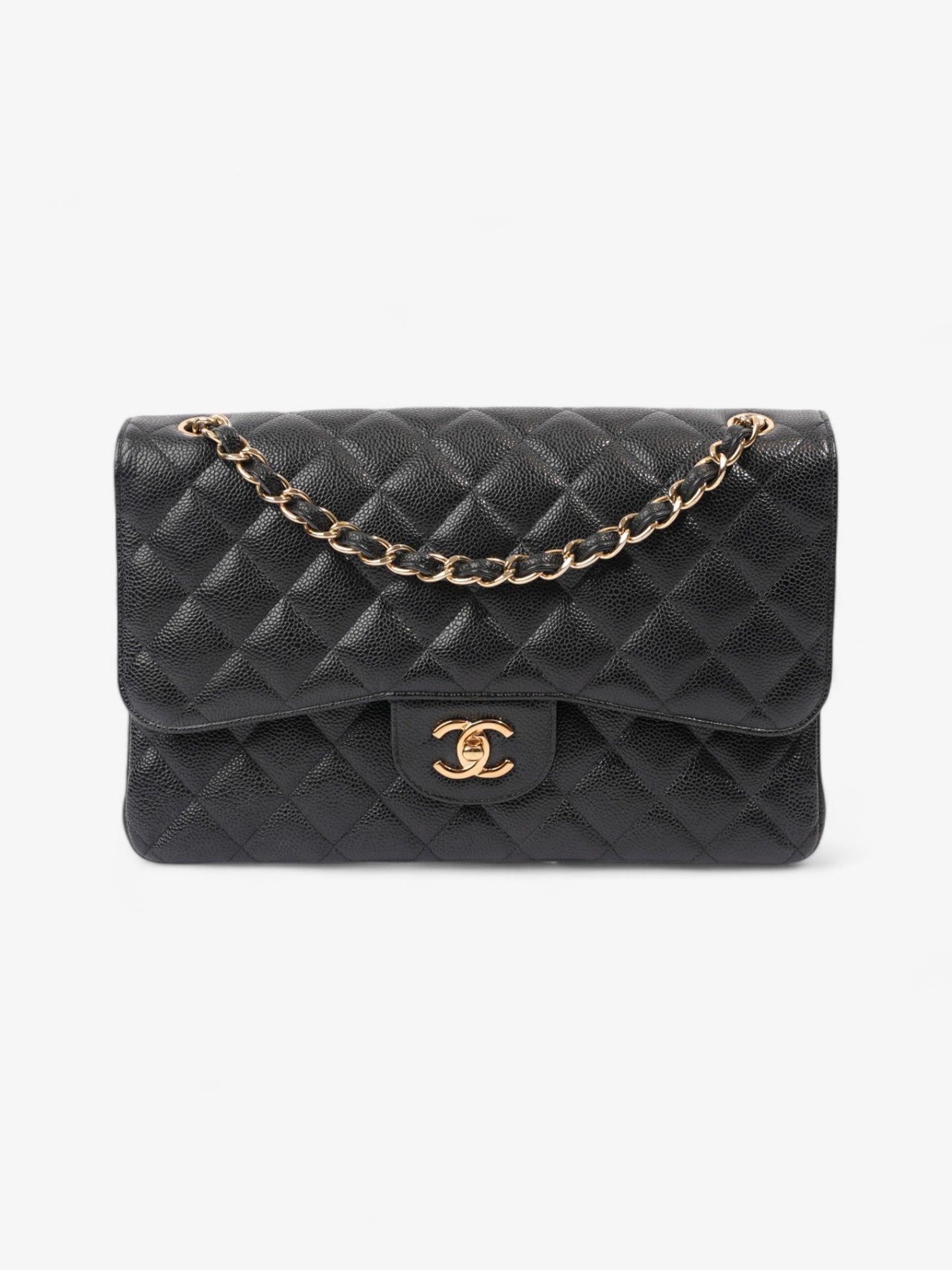 Chanel Classic Double Flap Black Caviar Leather Jumbo