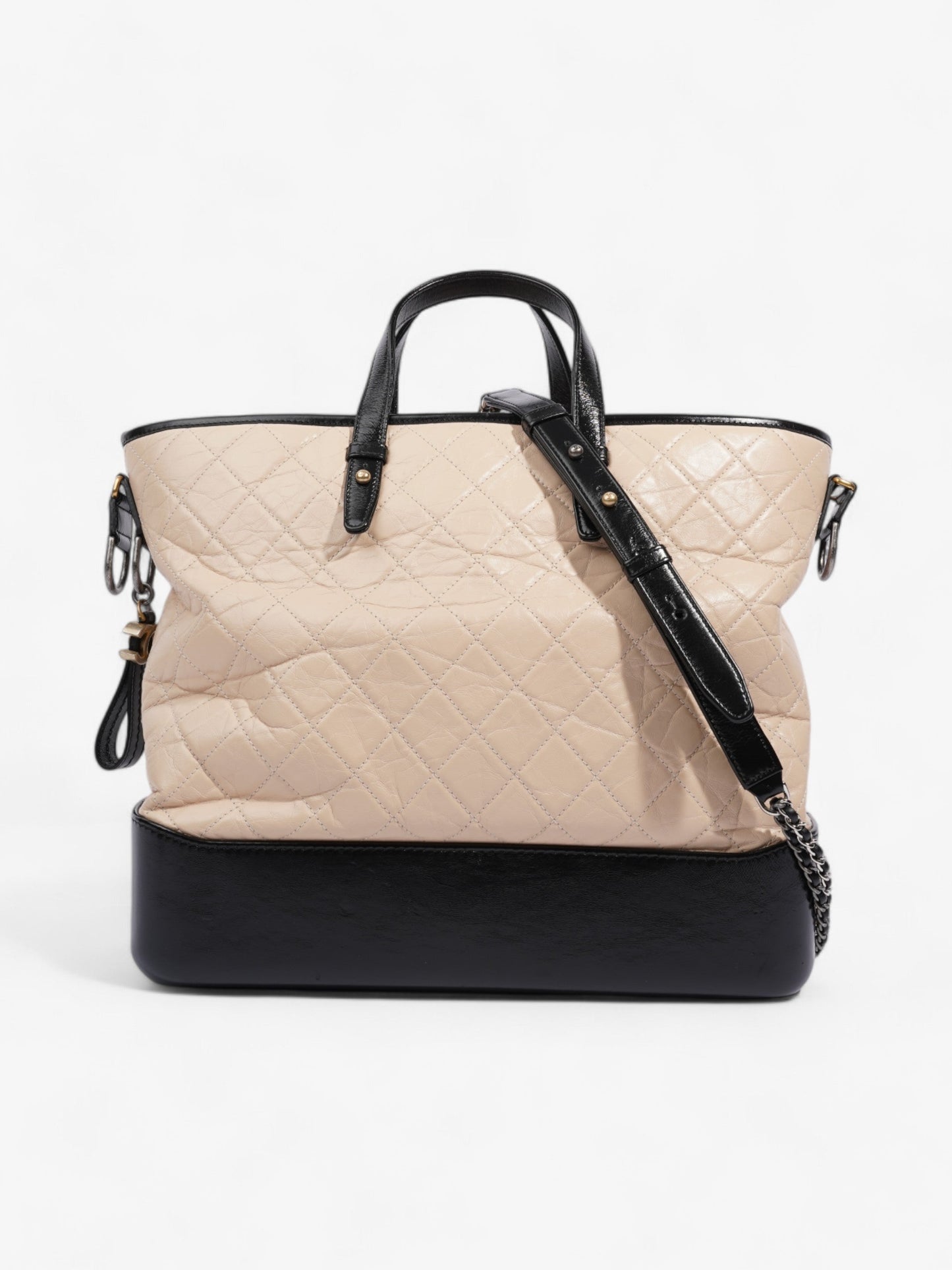 Chanel Gabrielle Hobo Beige / Black Calfskin Leather Large