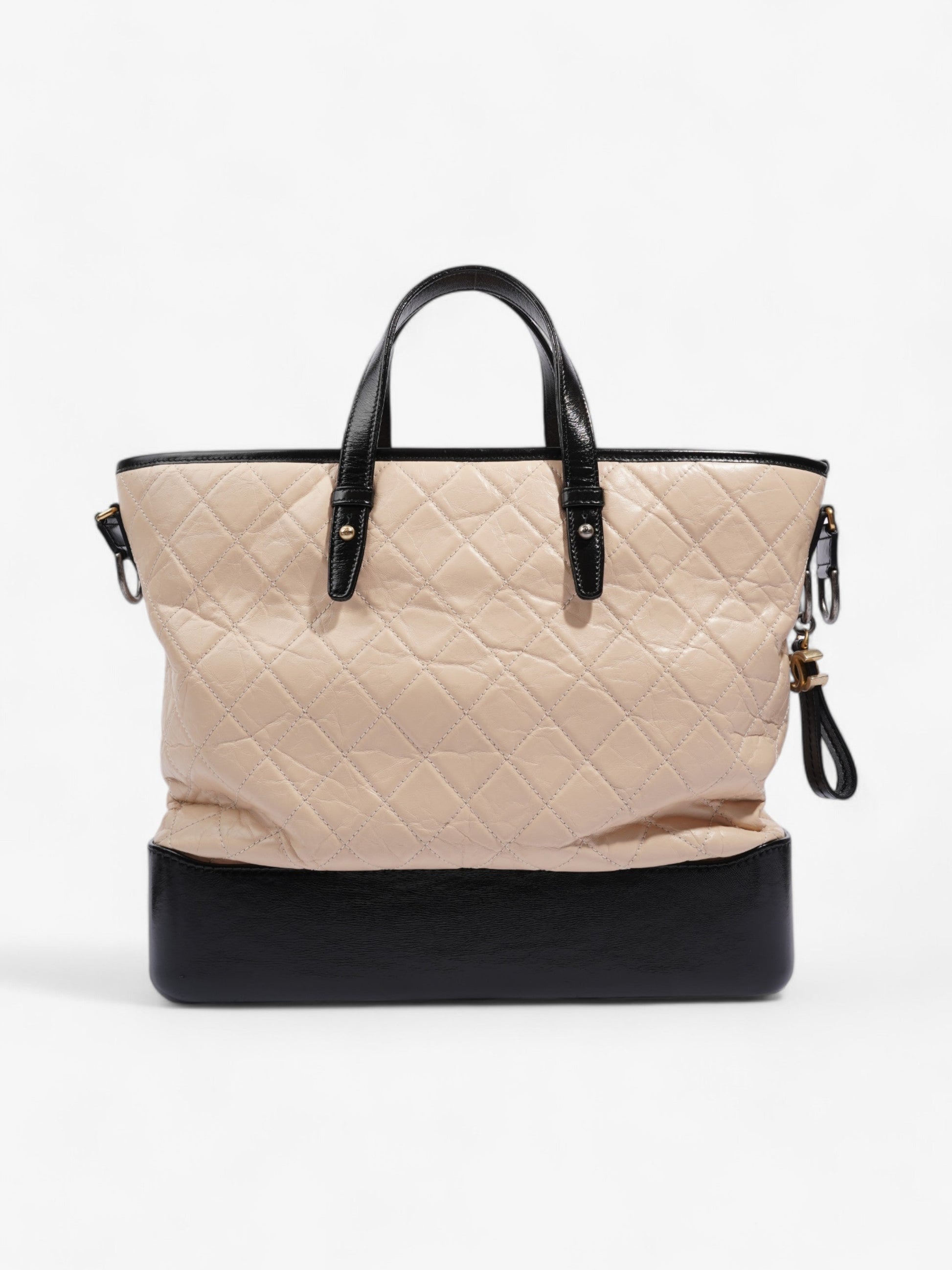 Chanel Gabrielle Hobo Beige / Black Calfskin Leather Large