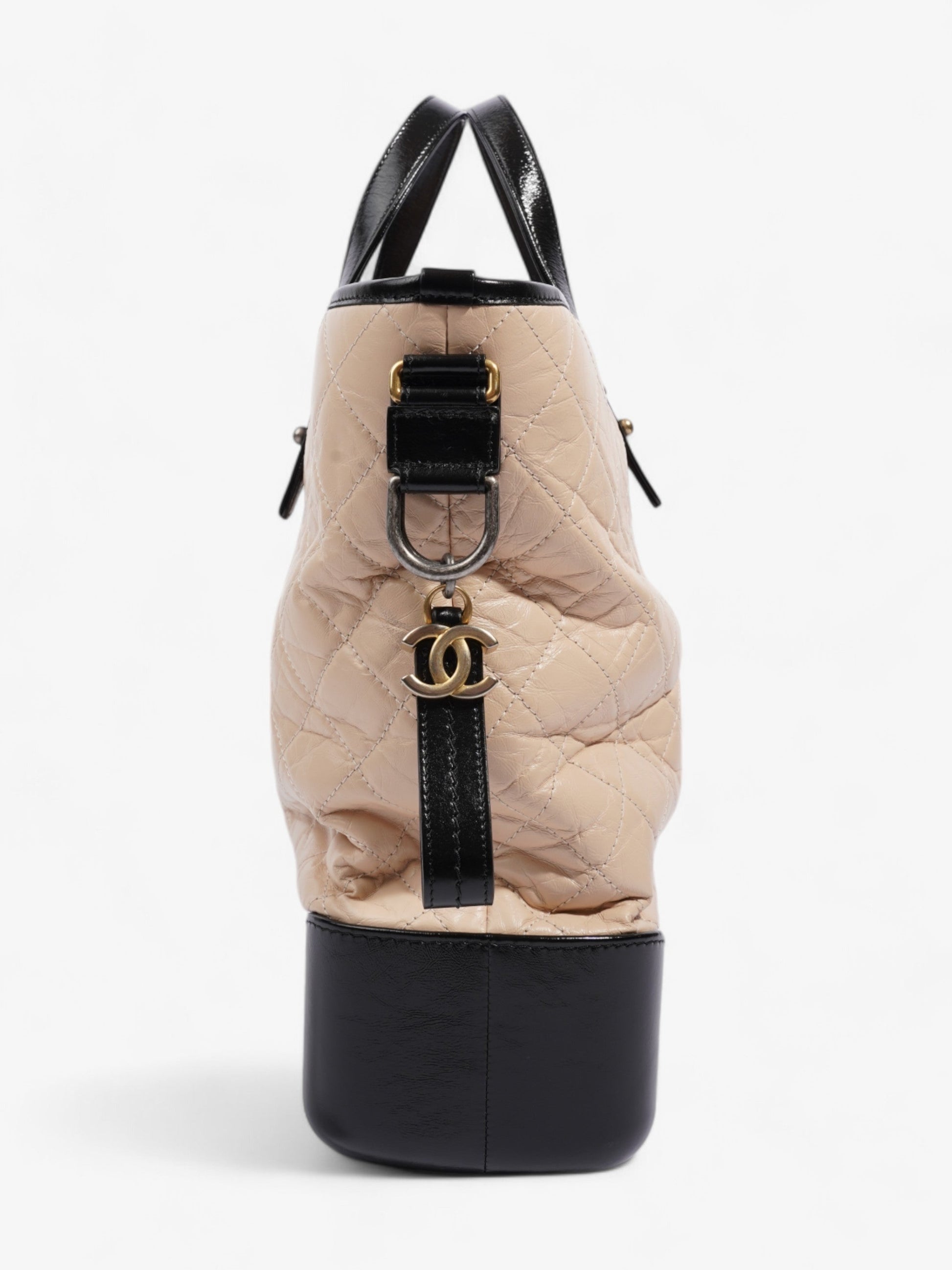 Chanel Gabrielle Hobo Beige / Black Calfskin Leather Large