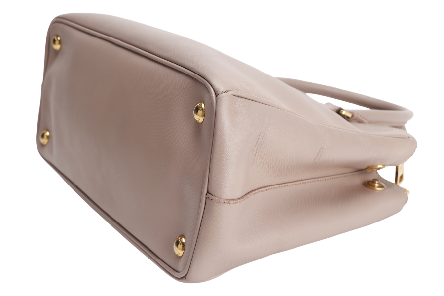 PRADA SMALL GALLERIA 2WAY TOTE BAG BEIGE SAFFIANO LEATHER GOLD HARDWARE WITH DUST COVER, NO CARD