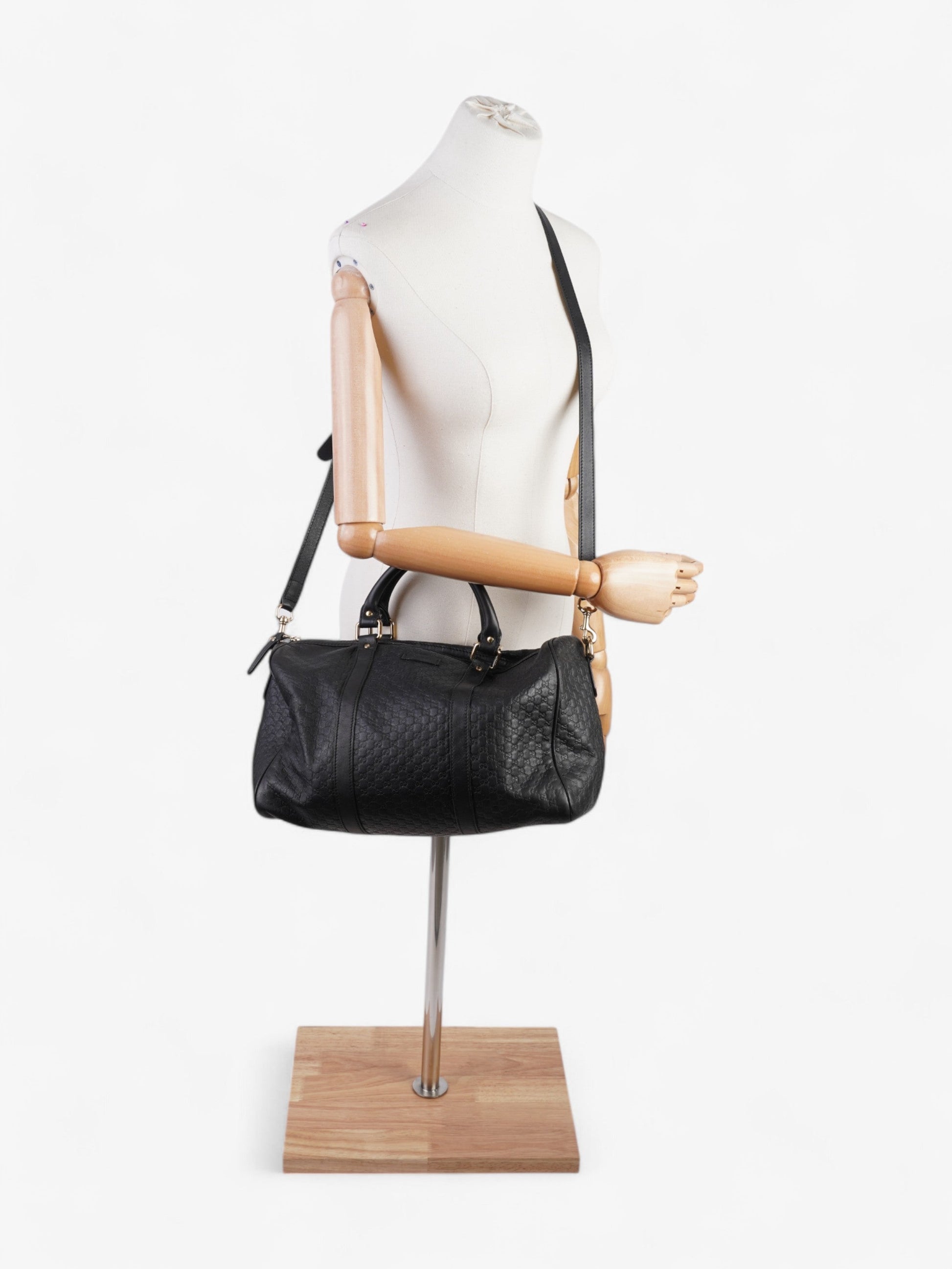Gucci Boston Bag Black Guccissima Embossed Leather