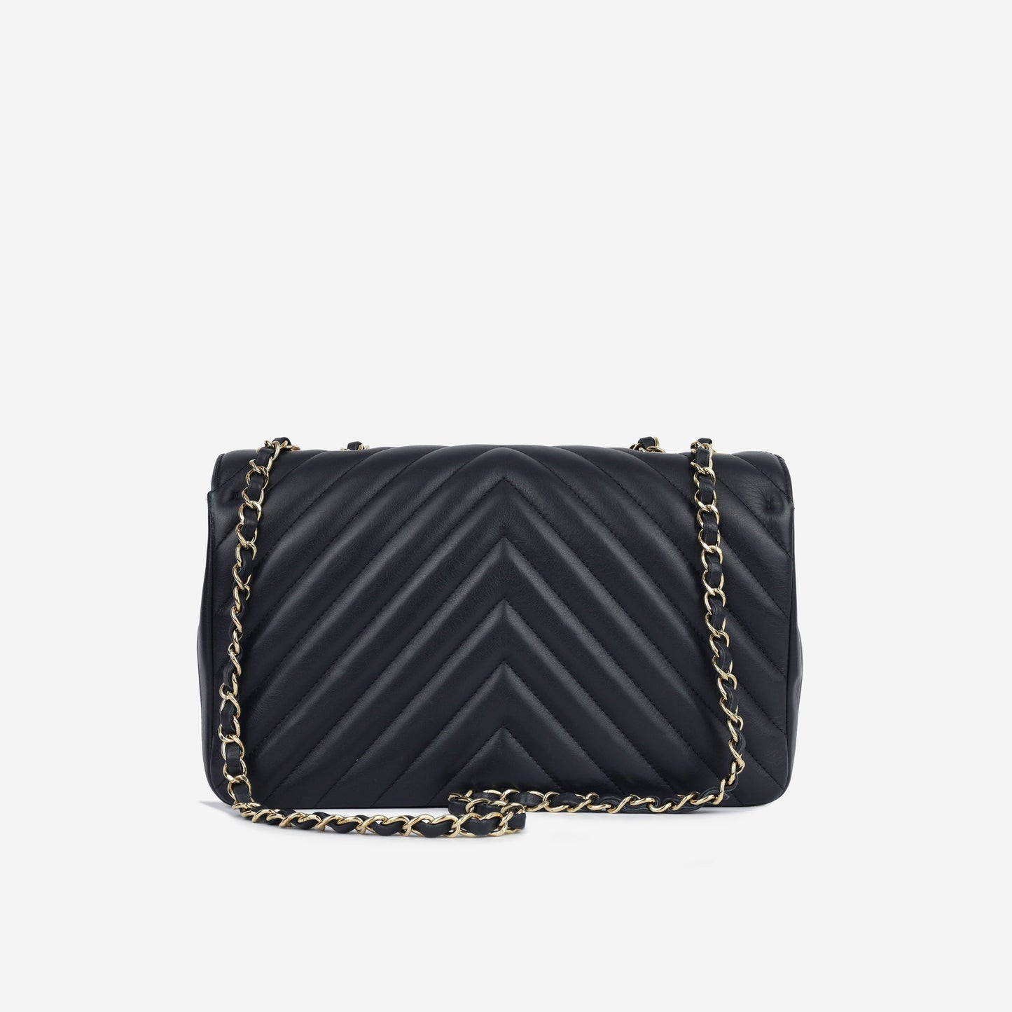 Chanel Large Classic Chevron Flap - Navy