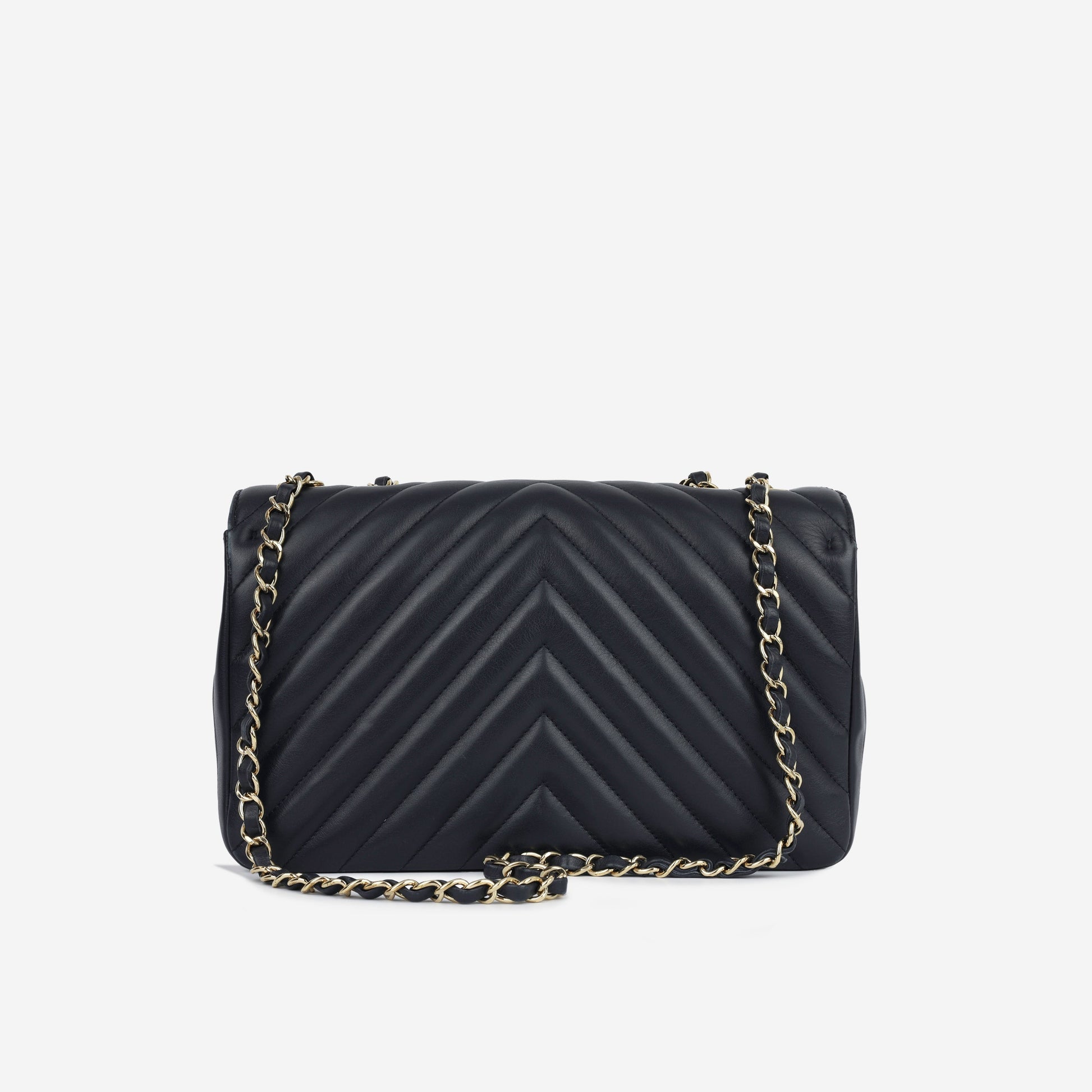 Chanel Large Classic Chevron Flap - Navy