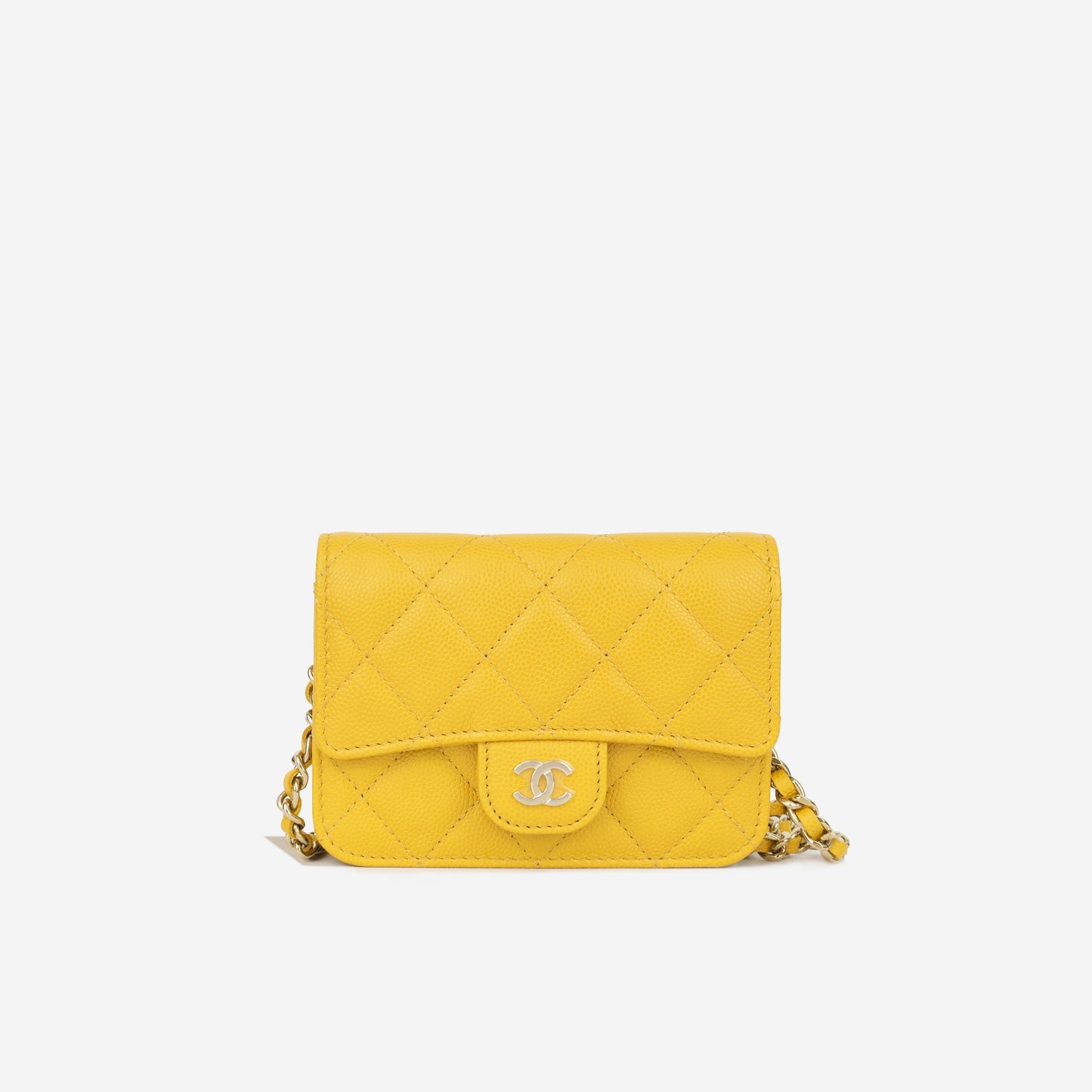 Chanel Cardholder on Chain - Mustard Caviar
