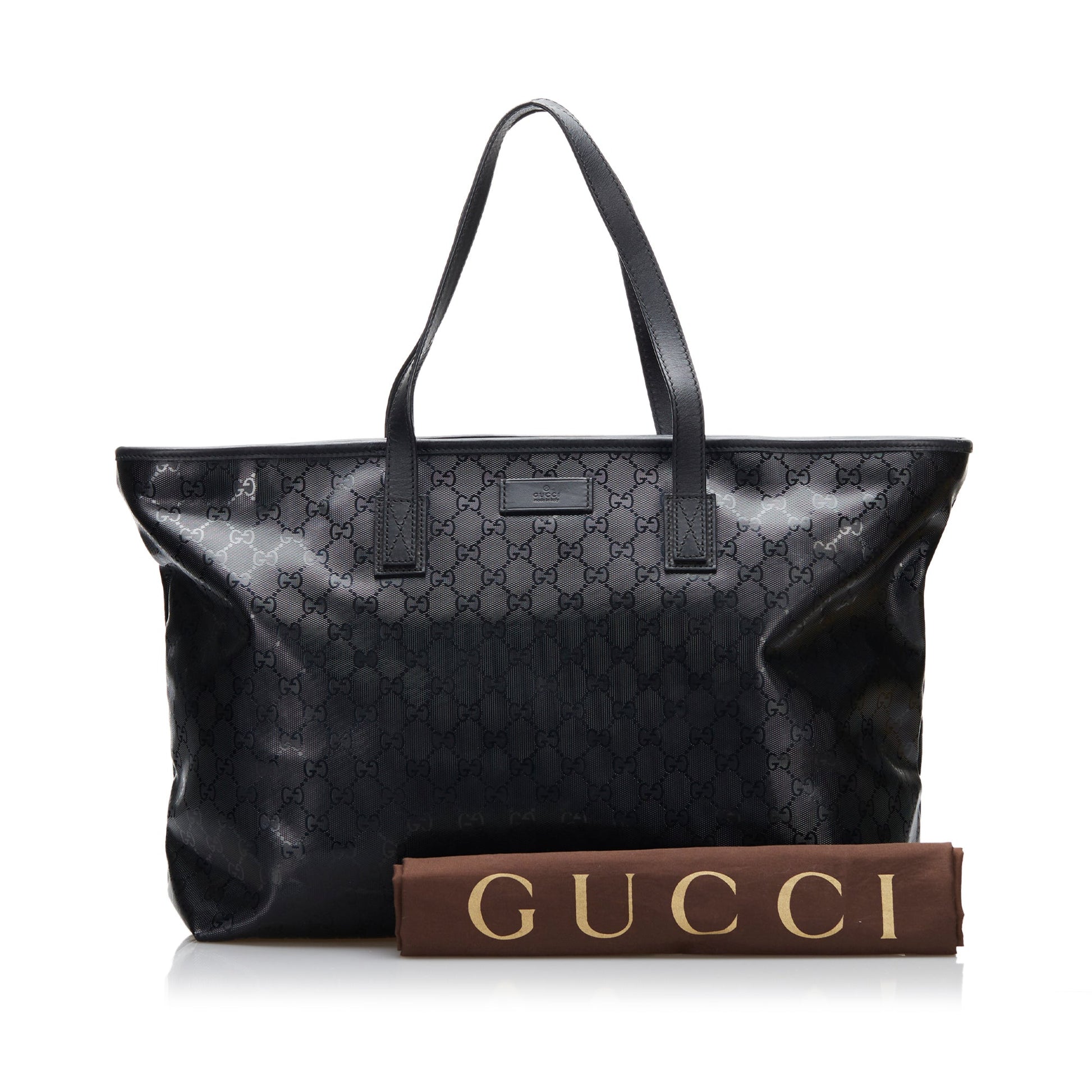 Gucci Black Leather Canvas Tote Style 11