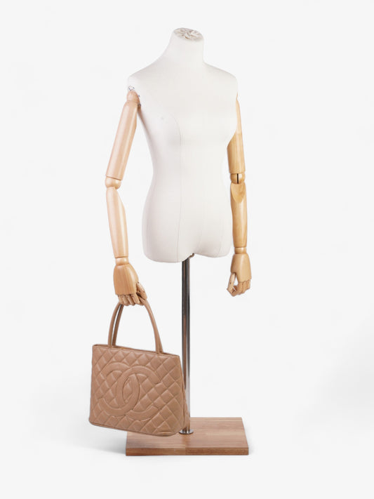 Chanel Medallion Tote Beige Caviar Leather