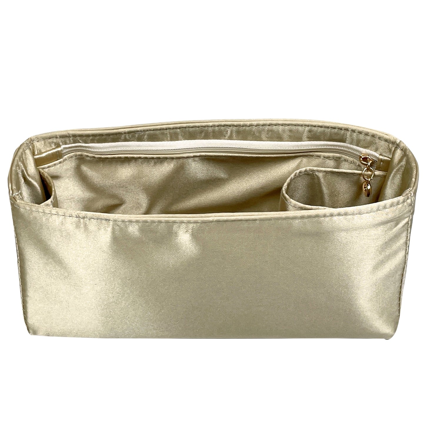 Organizer for [Peekaboo X-Lite Large, Fendi] Bag Insert (Silk, Full-width Zip and Open Pocket)