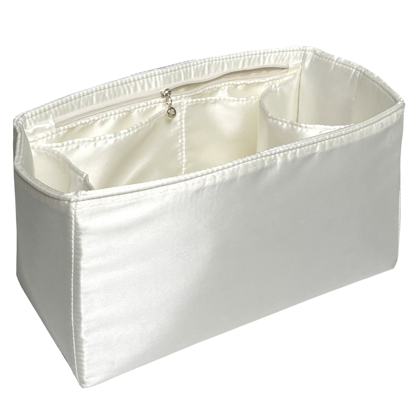 Organizer for [Small Crochet tote bag, Prada] Bag Insert (Silk, Long Zip and Open Compartment)