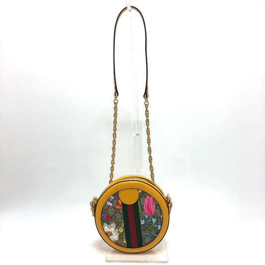 GUCCI Shoulder Bag 550618 GG Supreme Canvas yellow GG flora webbing Women