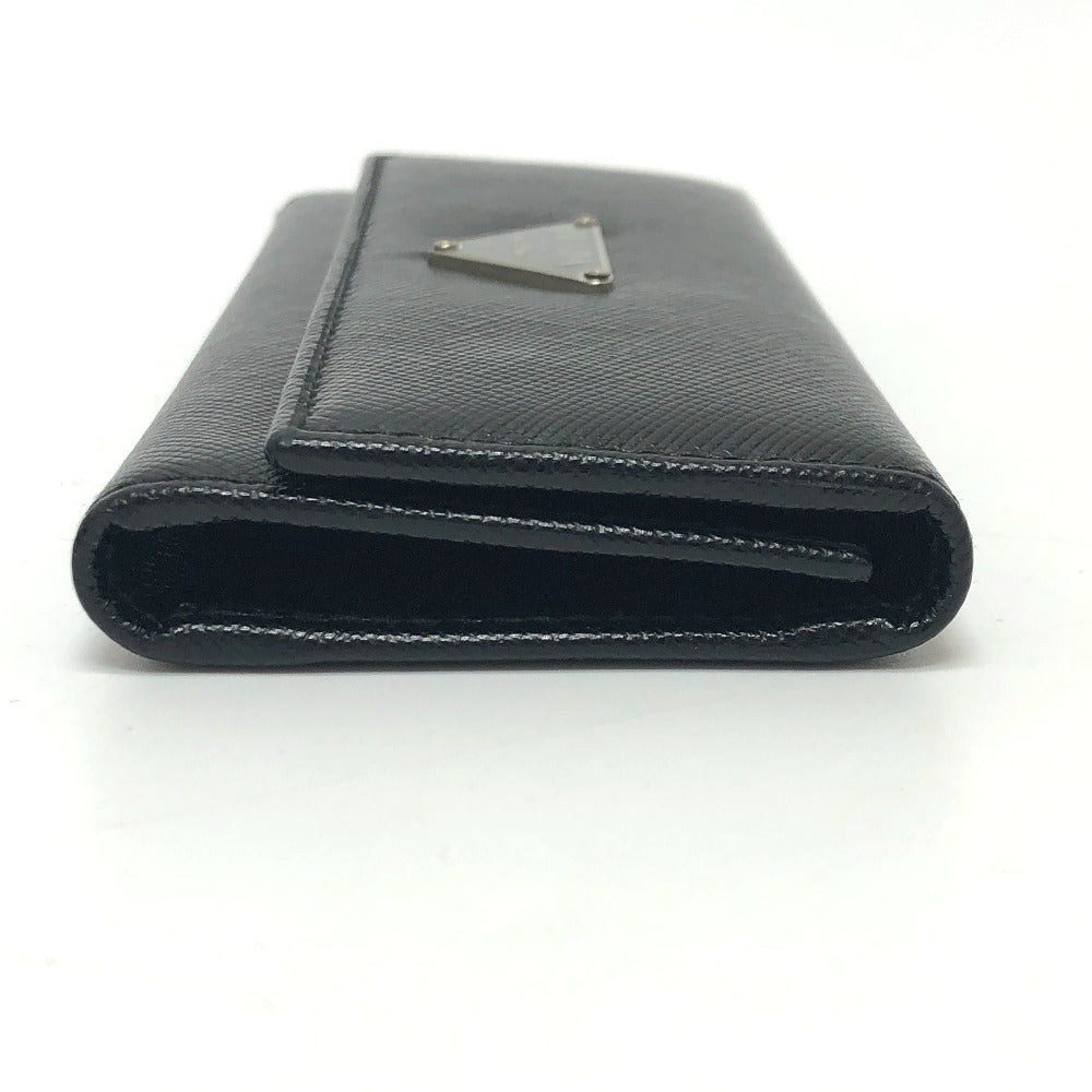 PRADA Key case Key holder M26U saffiano leather black Triangle Plate Women