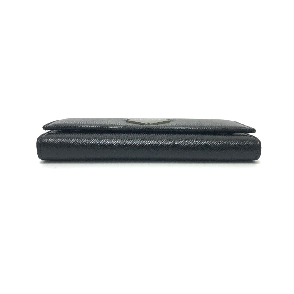PRADA Key case Key holder M26U saffiano leather black Triangle Plate Women