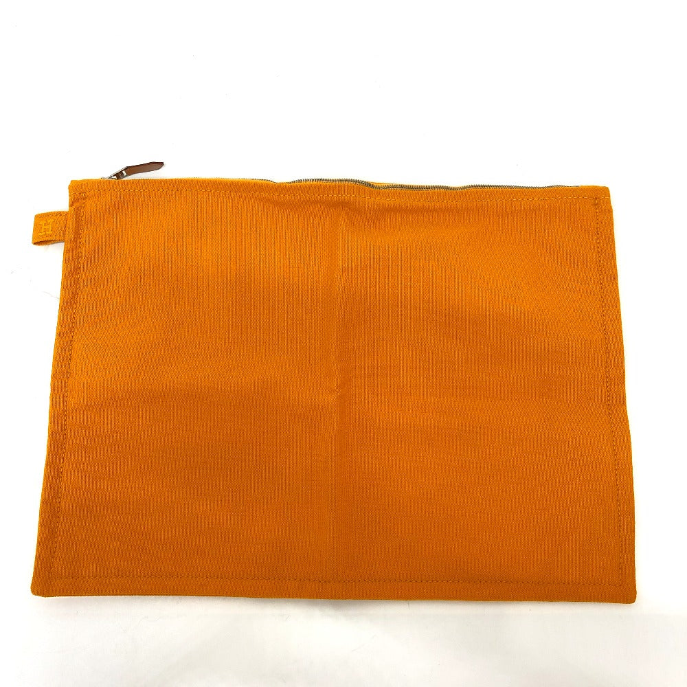 HERMES Pouch canvas Orange logo Women