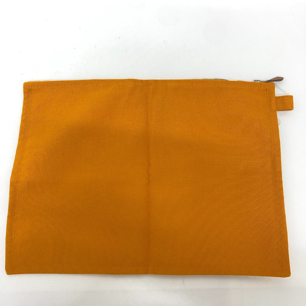 HERMES Pouch canvas Orange logo Women