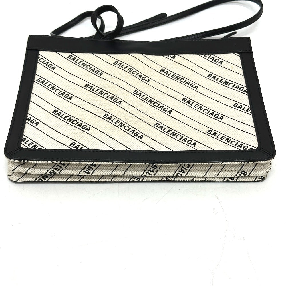 BALENCIAGA Shoulder Bag 528147 Leather / canvas White x black Overall handle Women