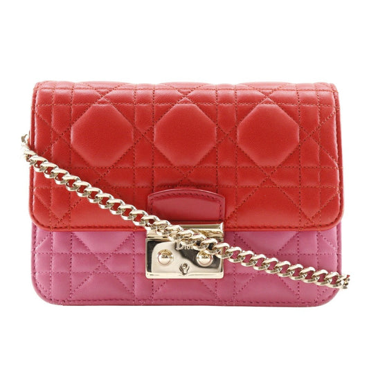 Christian Dior Shoulder Bag S0252OTRI M79D lambskin Red/pink 2-way clutch Canage ChainShoulder Women