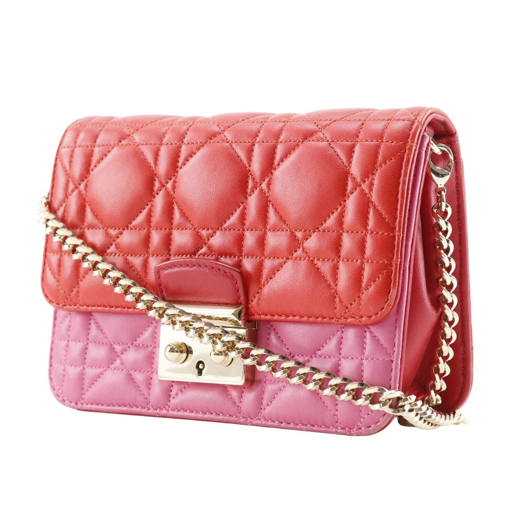 Christian Dior Shoulder Bag S0252OTRI M79D lambskin Red/pink 2-way clutch Canage ChainShoulder Women