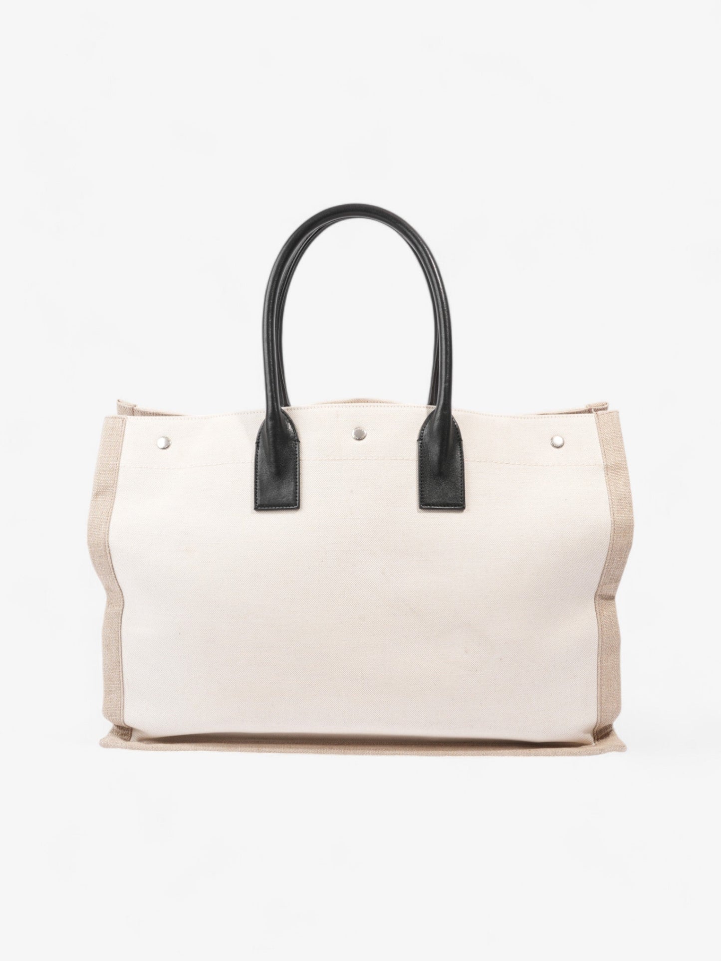 Saint Laurent Rive Gauche Tote Greige / Black Canvas Large
