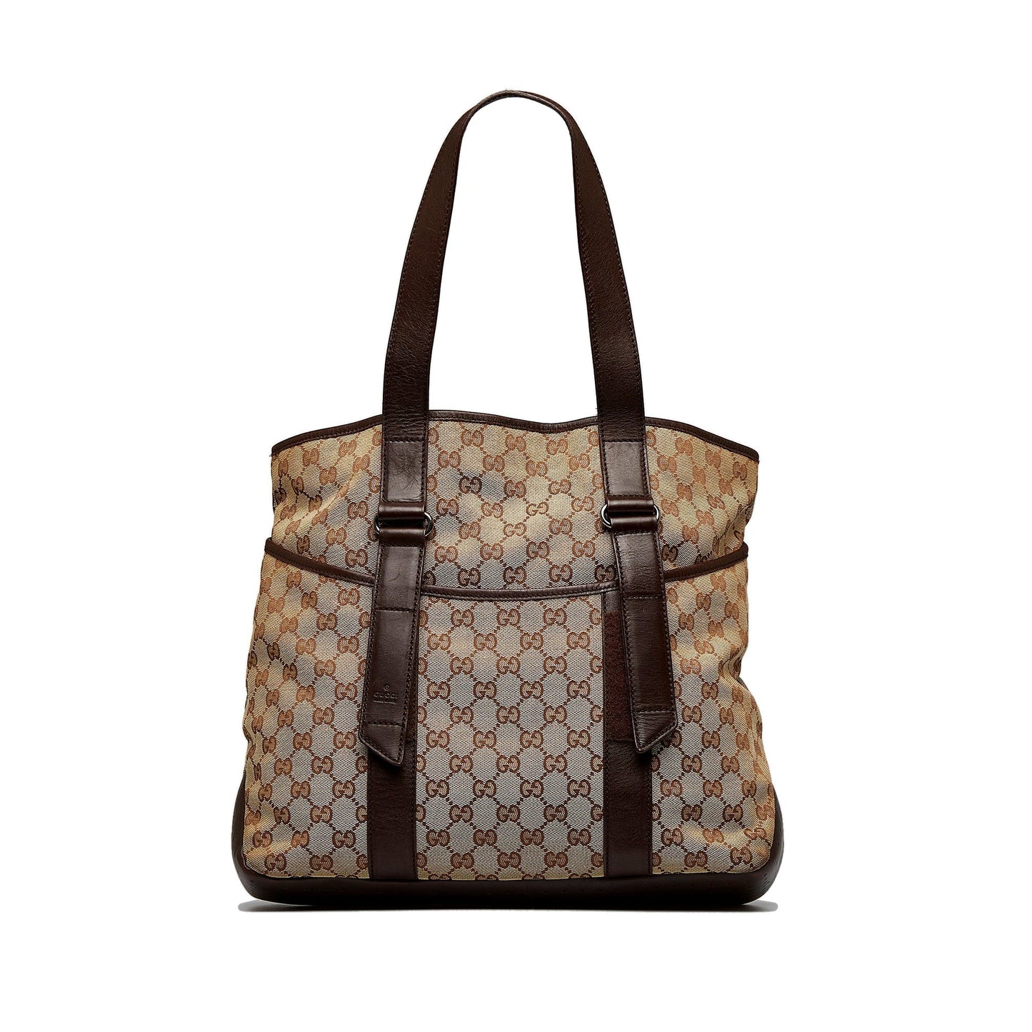 Gucci Brown Leather Canvas Tote Style 32