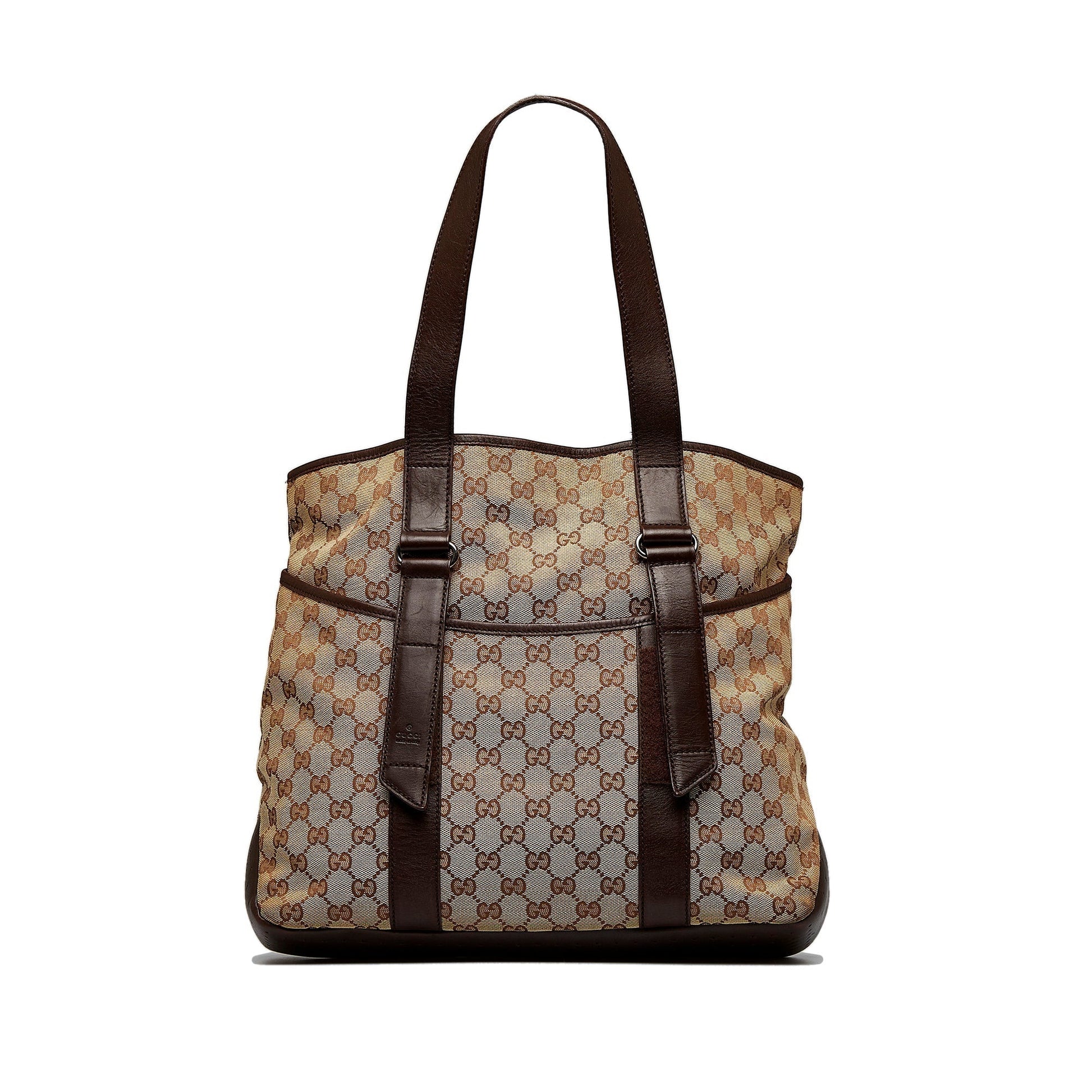 Gucci Brown Leather Canvas Tote Style 32