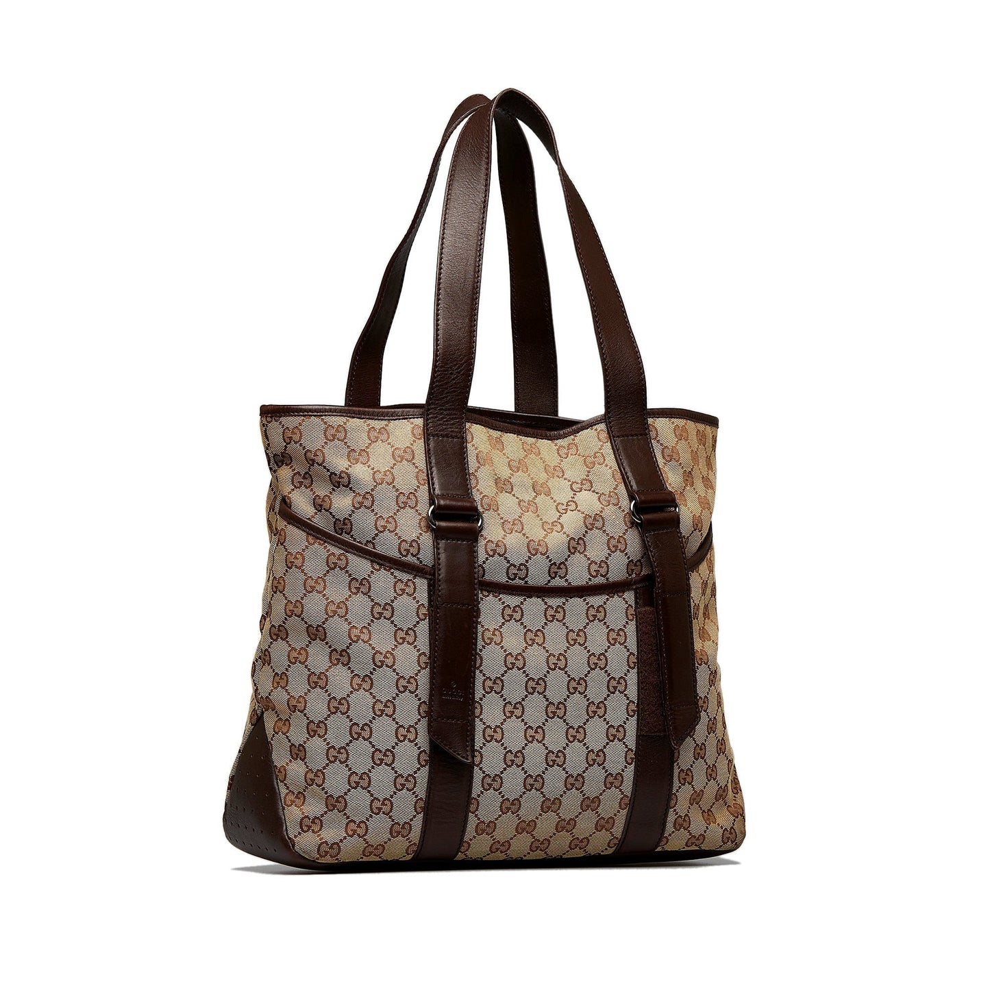 Gucci Brown Leather Canvas Tote Style 32