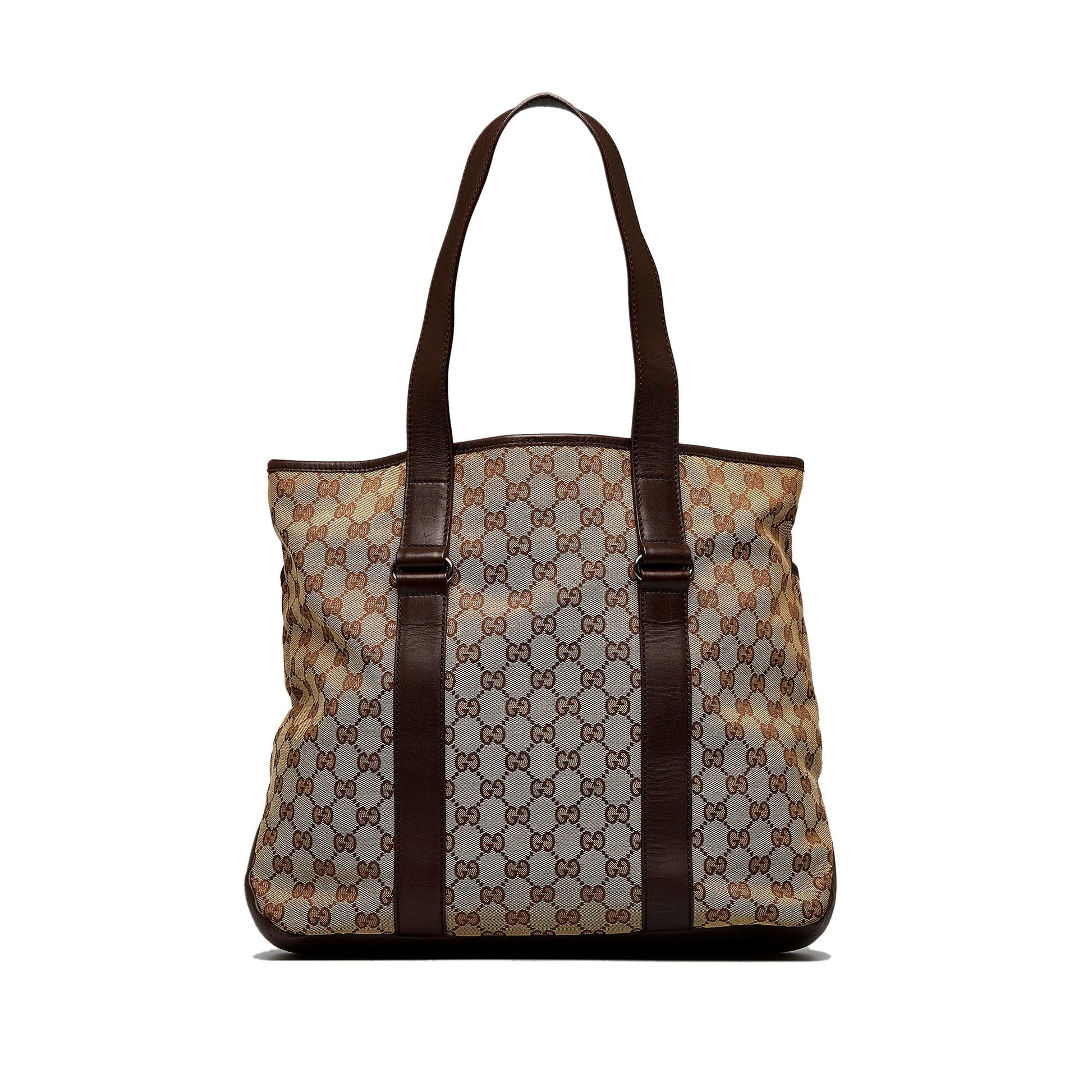 Gucci Brown Leather Canvas Tote Style 32