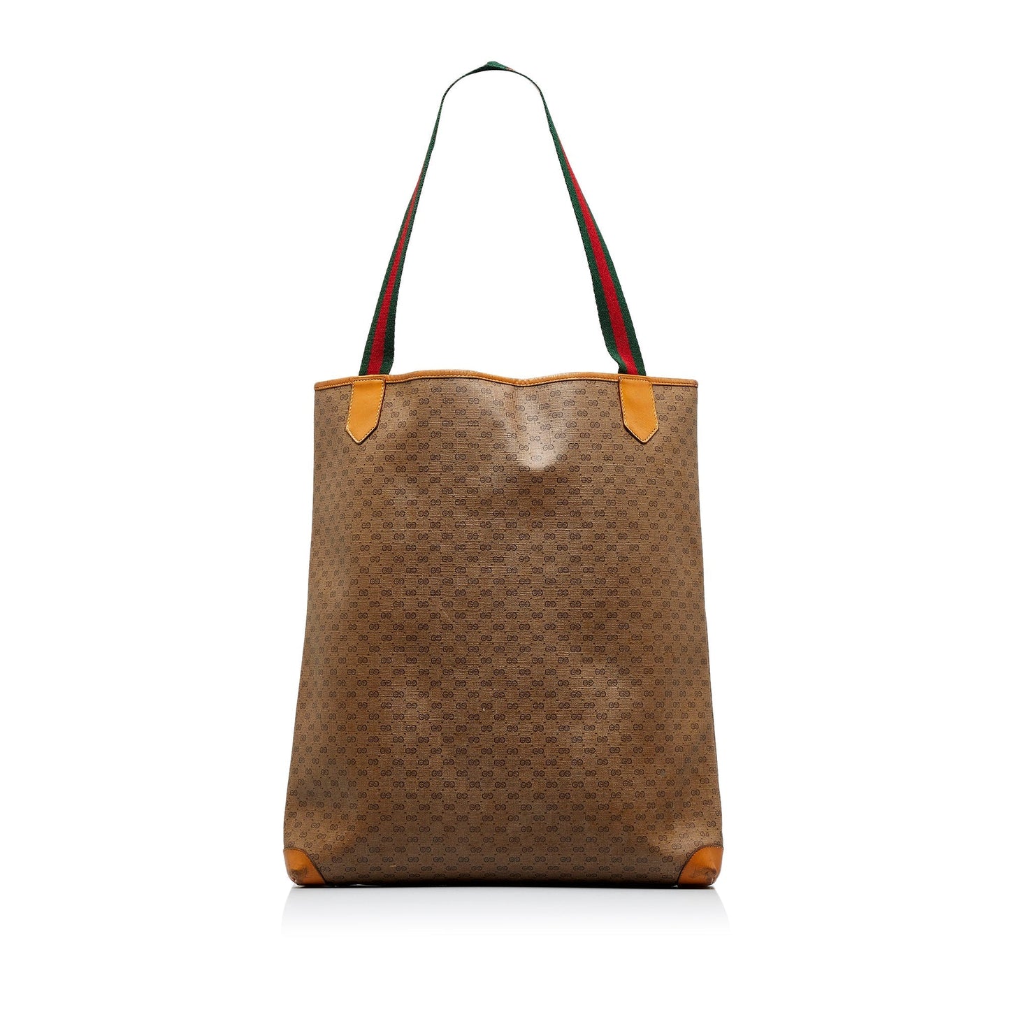 Gucci GG Supreme Brown Leather Canvas Tote Style 5