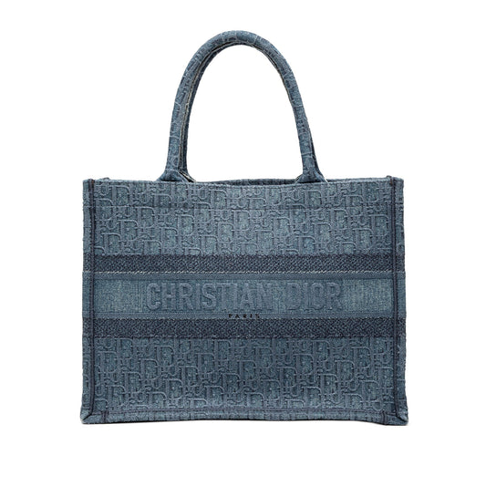 Blue Dior Medium Oblique Denim Book Tote