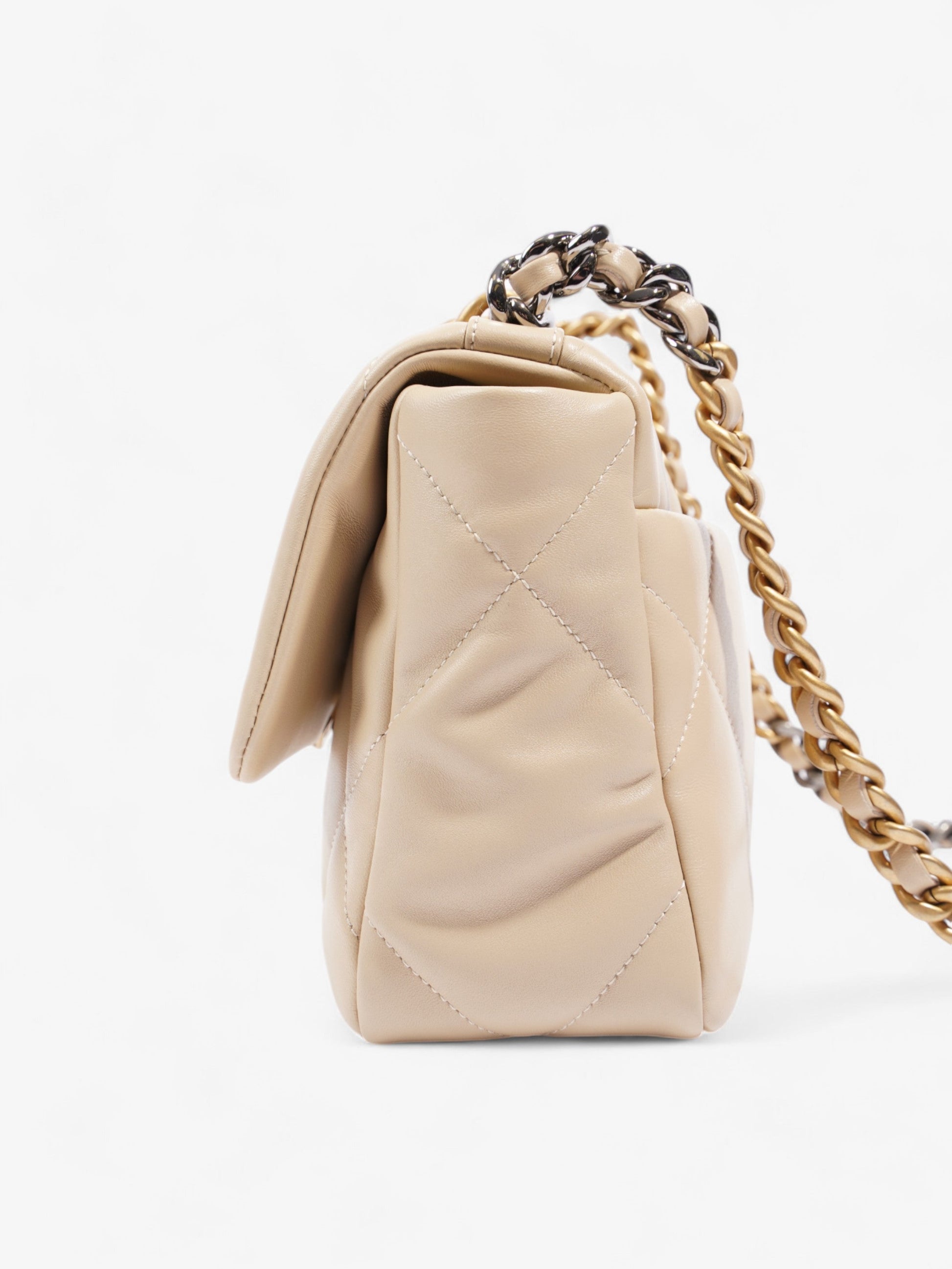 Chanel 19 Flap Beige Lambskin Leather Medium